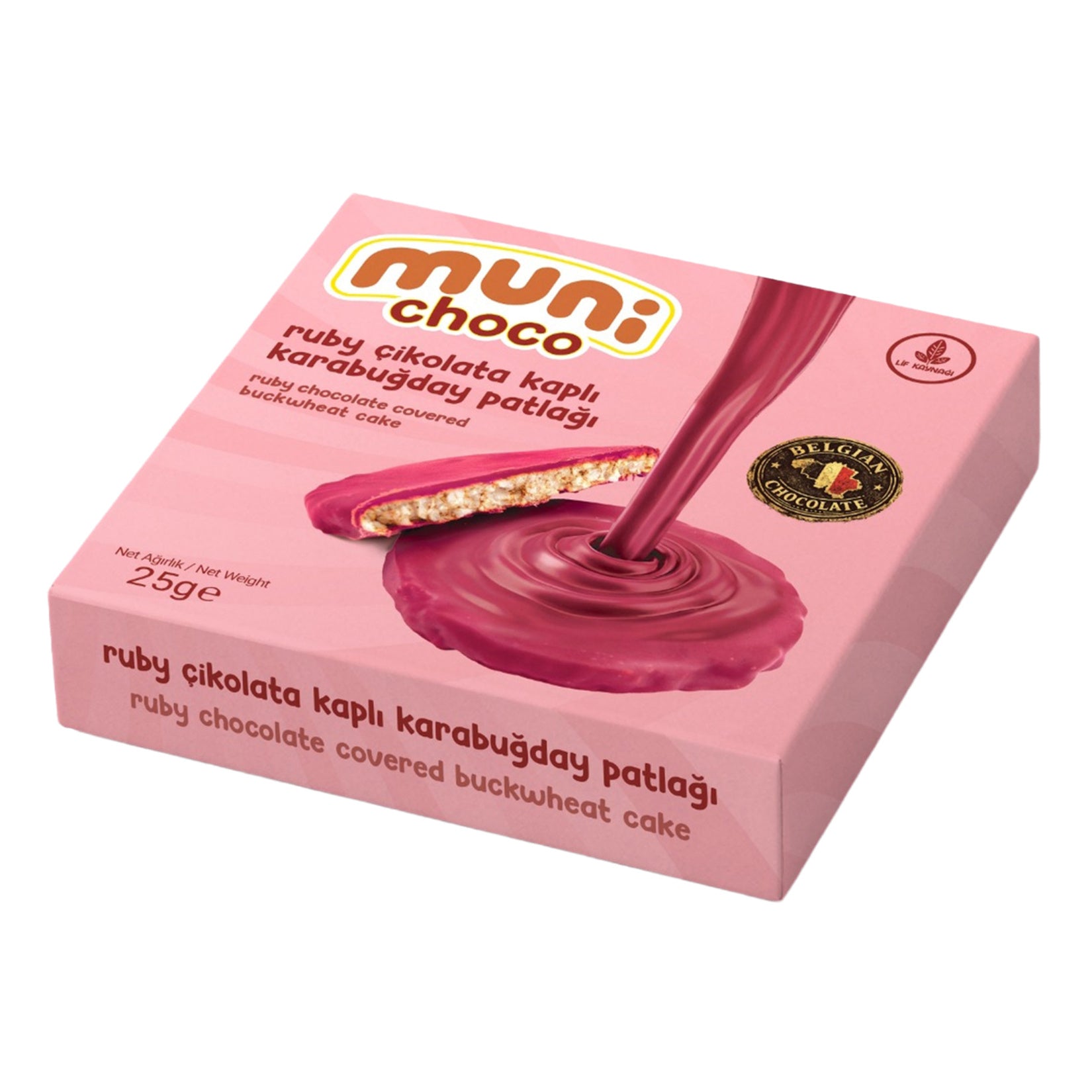 Muni Choco Ruby Chocolate Coated Buckwheat Crisp 25 G