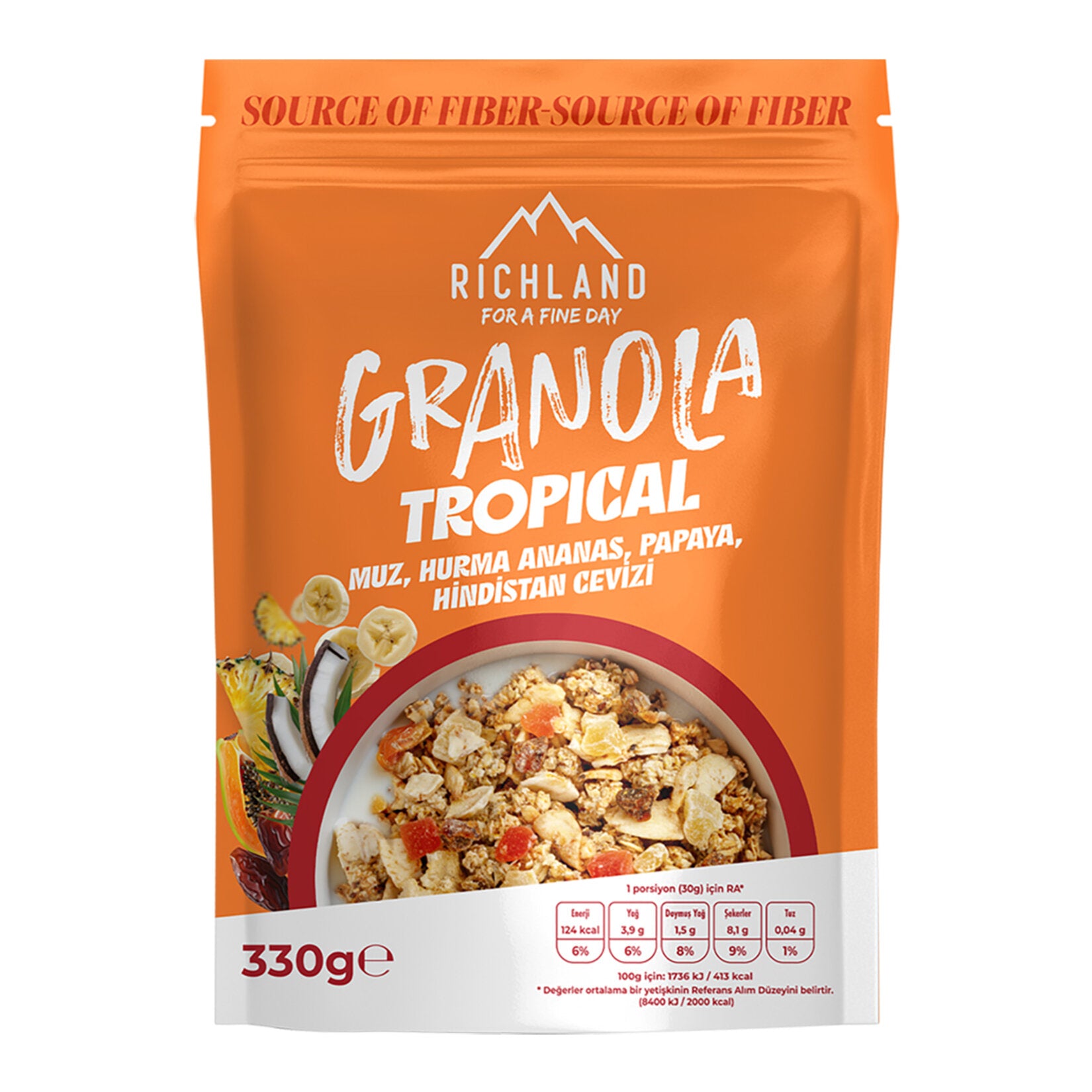 Richland Tropical Fruit Granola 330 G (Tropikal Meyveli Granola)