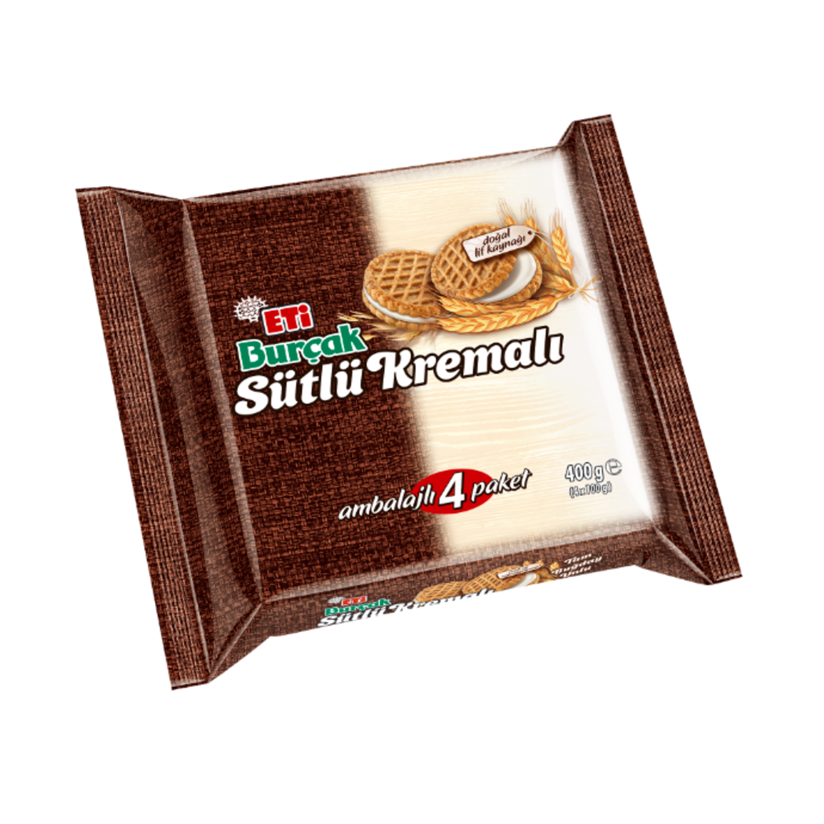 Eti Burçak Milk Creamy Oat Biscuit (Sütlü Kremalı Yulaflı Bisküvi) 4 x 100 G