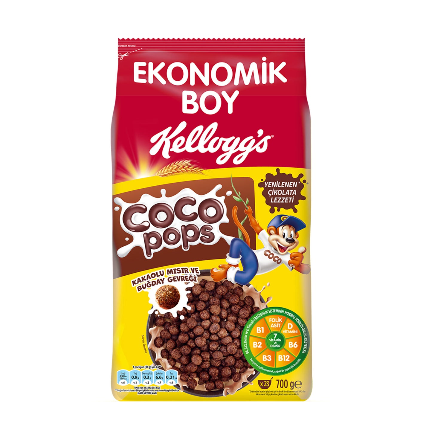 Kellogg's Coco Pops Cocoa Corn & Wheat Cereal (Kakaolu Mısır ve Buğday Gevreği) 700g