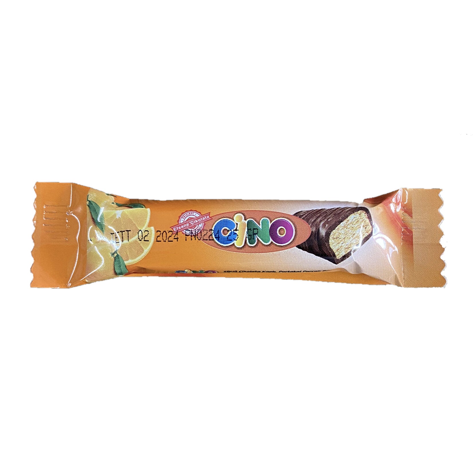 Cino Milk Chocolate Covered Orange Pieces Bar 25 G