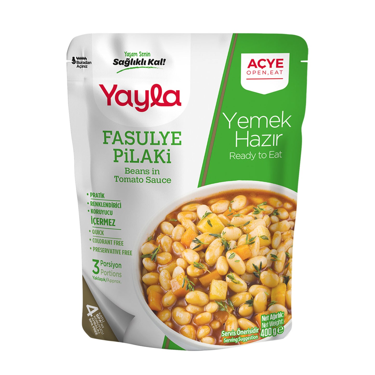 Yayla Ready Meal Green Bean Pilaf (Yemek Hazır Fasulye Pilaki) 400 G