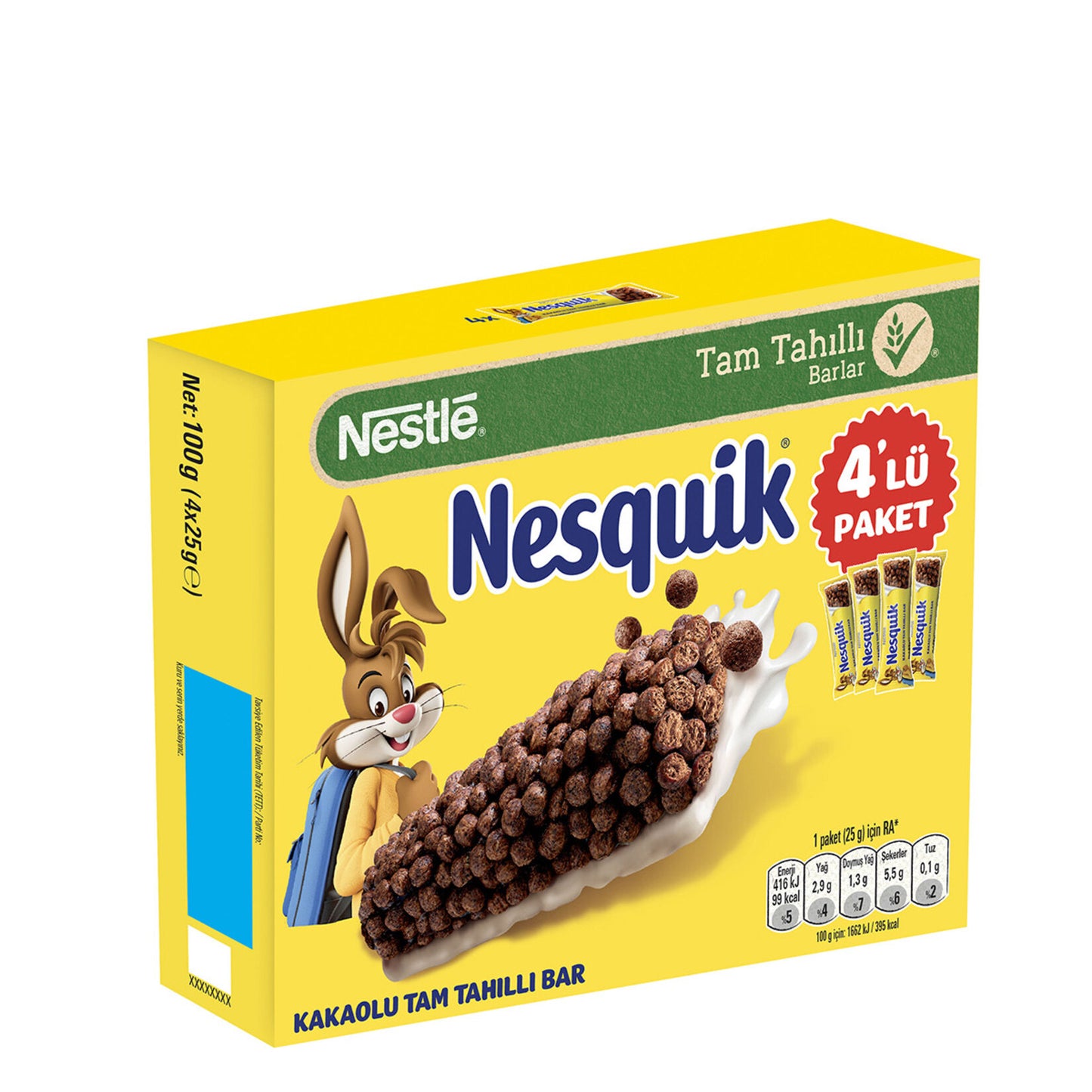 Nestle Nesquik Kakaolu Tam Tahıllı Bar 4 x 25 G