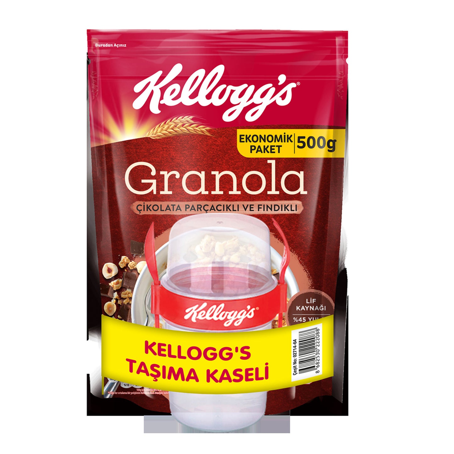 Kelloggs Granola Çikolata Parçacıklı & Fındıklı Kase Hediyeli 500 G