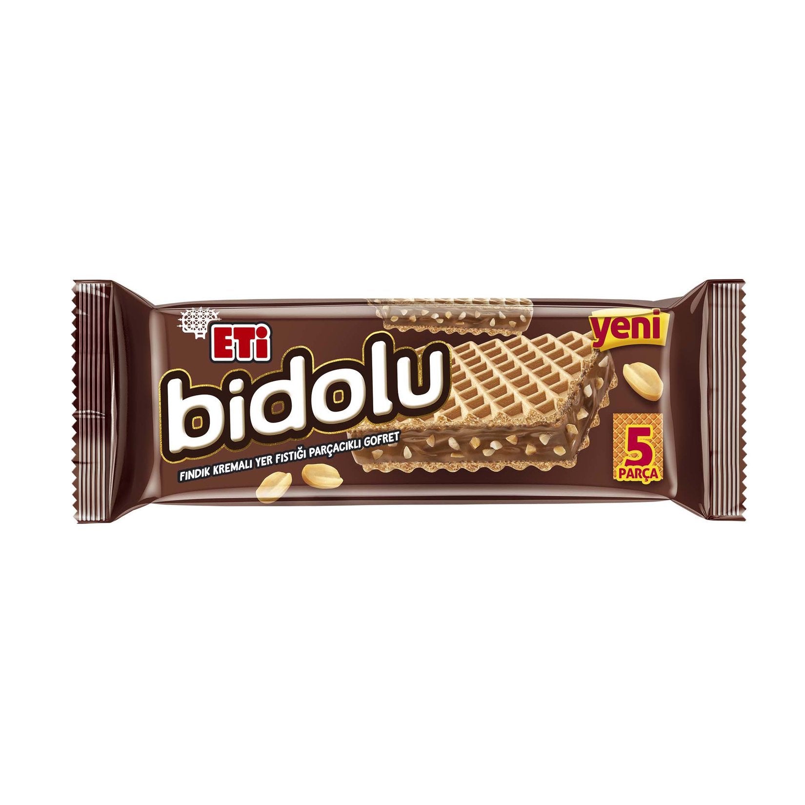 Eti Bidolu Peanut Cream Wafer with Hazelnut Pieces (Fındık Kremalı Yer Fıstığı Parçacıklı Gofret) 81 g