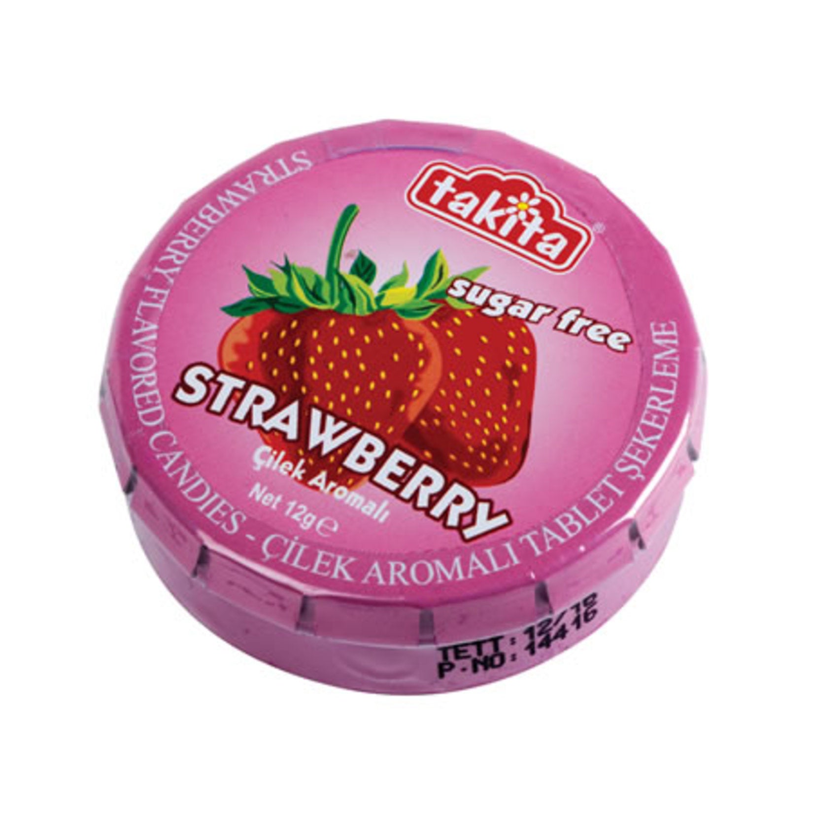 Takita Sugar-Free Strawberry Flavored Tablet Candy (Çilek Aromalı Şekersiz Tablet Şeker) 12 G