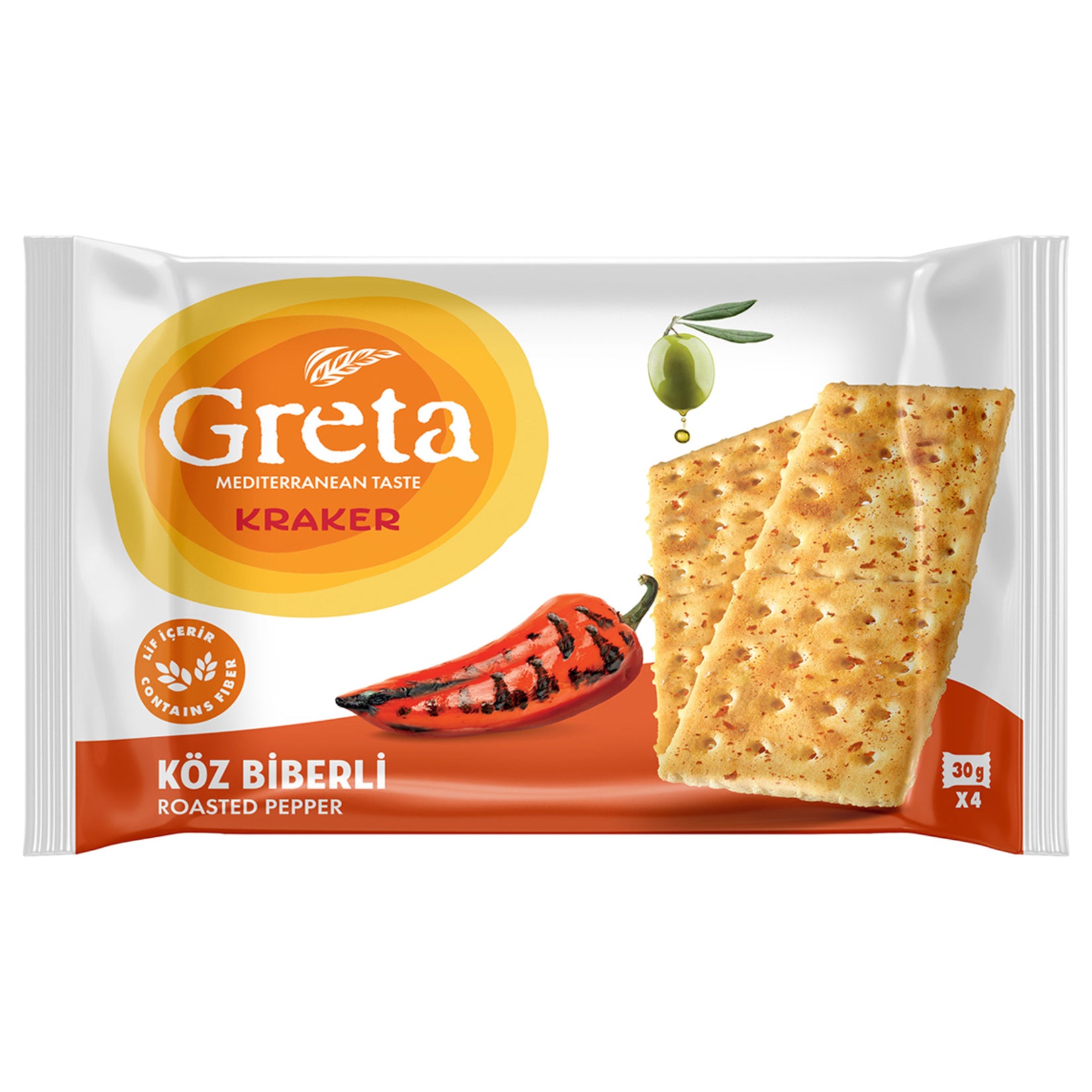 Greta Roasted Red Pepper Crackers 4 x 30 G