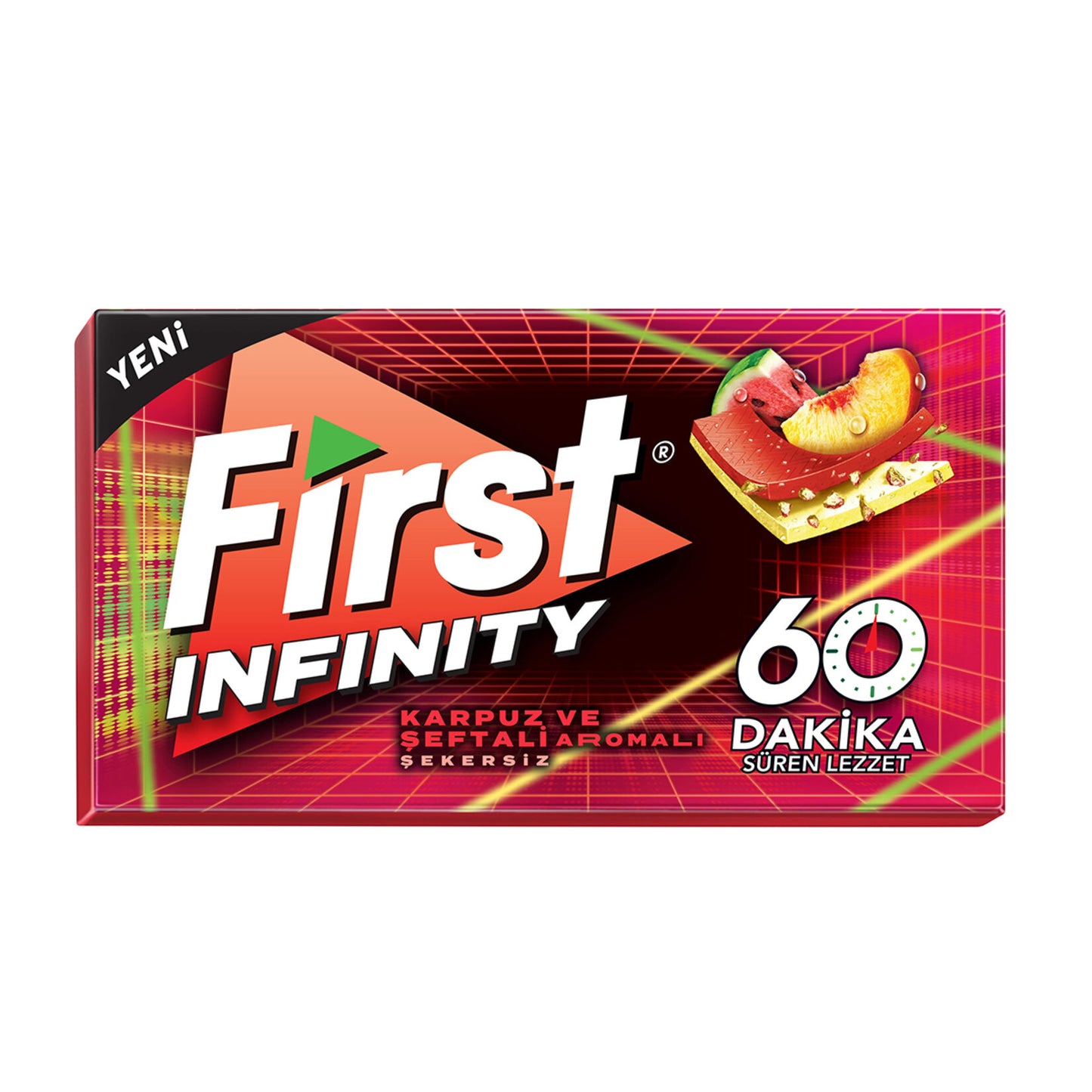 First 60Dk Infinity Watermelon & Peach Flavored Sugar-Free Gum 27g
