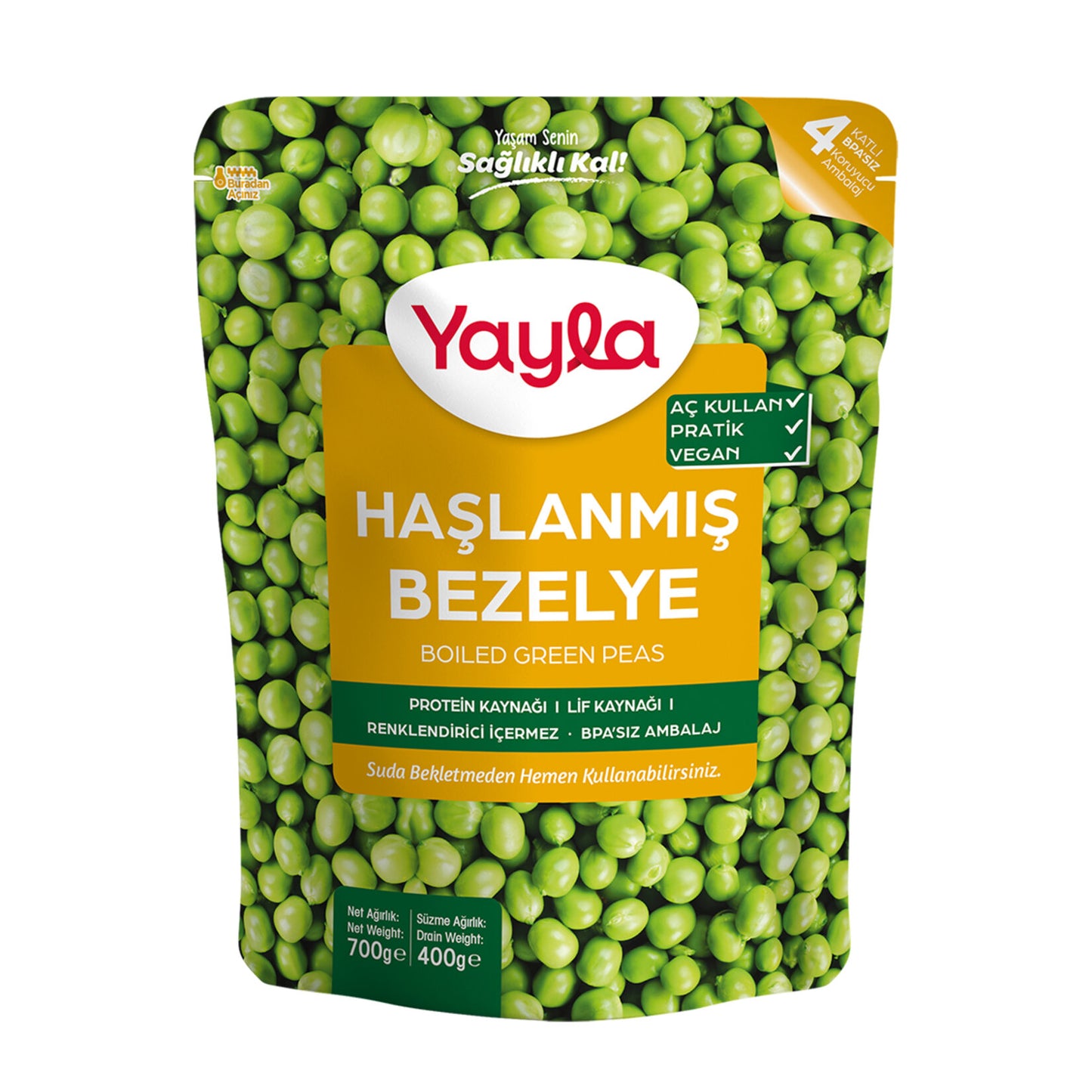 Yayla Haşlanmış Bezelye 700 G