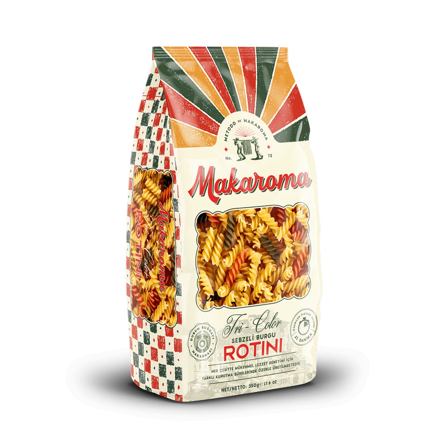 Makaroma Tri Color Sebzeli Burgu Rotini Makarna 350 G