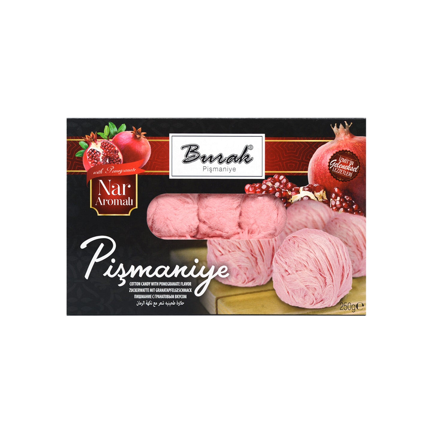 Burak Pişmaniye Pomegranate Flavored Pişmaniye (Nar Aromalı Pişmaniye) 250g