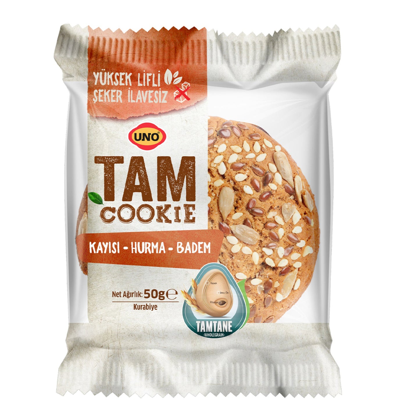 Uno Whole Cookie Apricot Date Almond (Tam Cookıe Kayısı Hurma Badem) 50 G