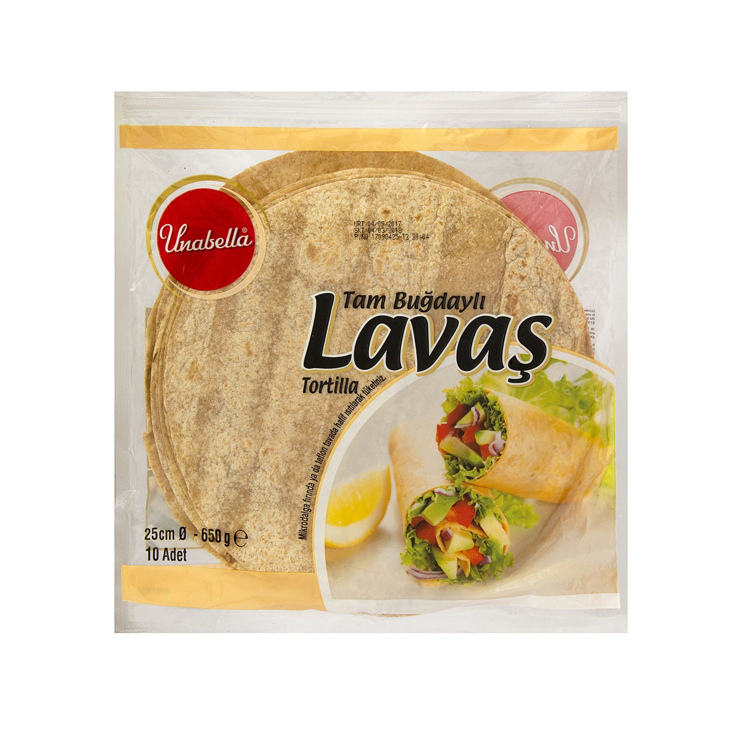 Unabella Whole Wheat Tortilla 25 Cm 650 G