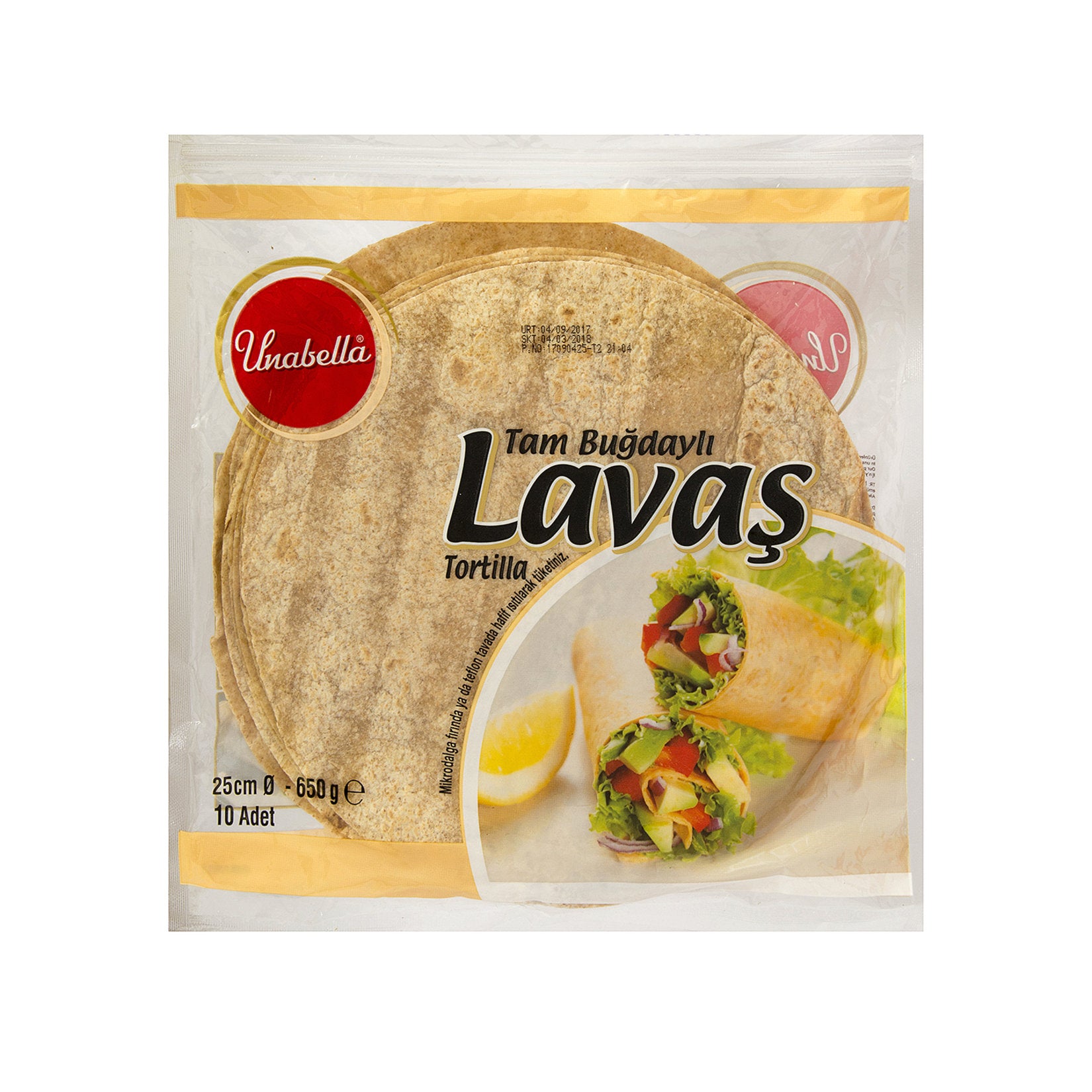 Unabella Whole Wheat Tortilla 25 Cm 650 G