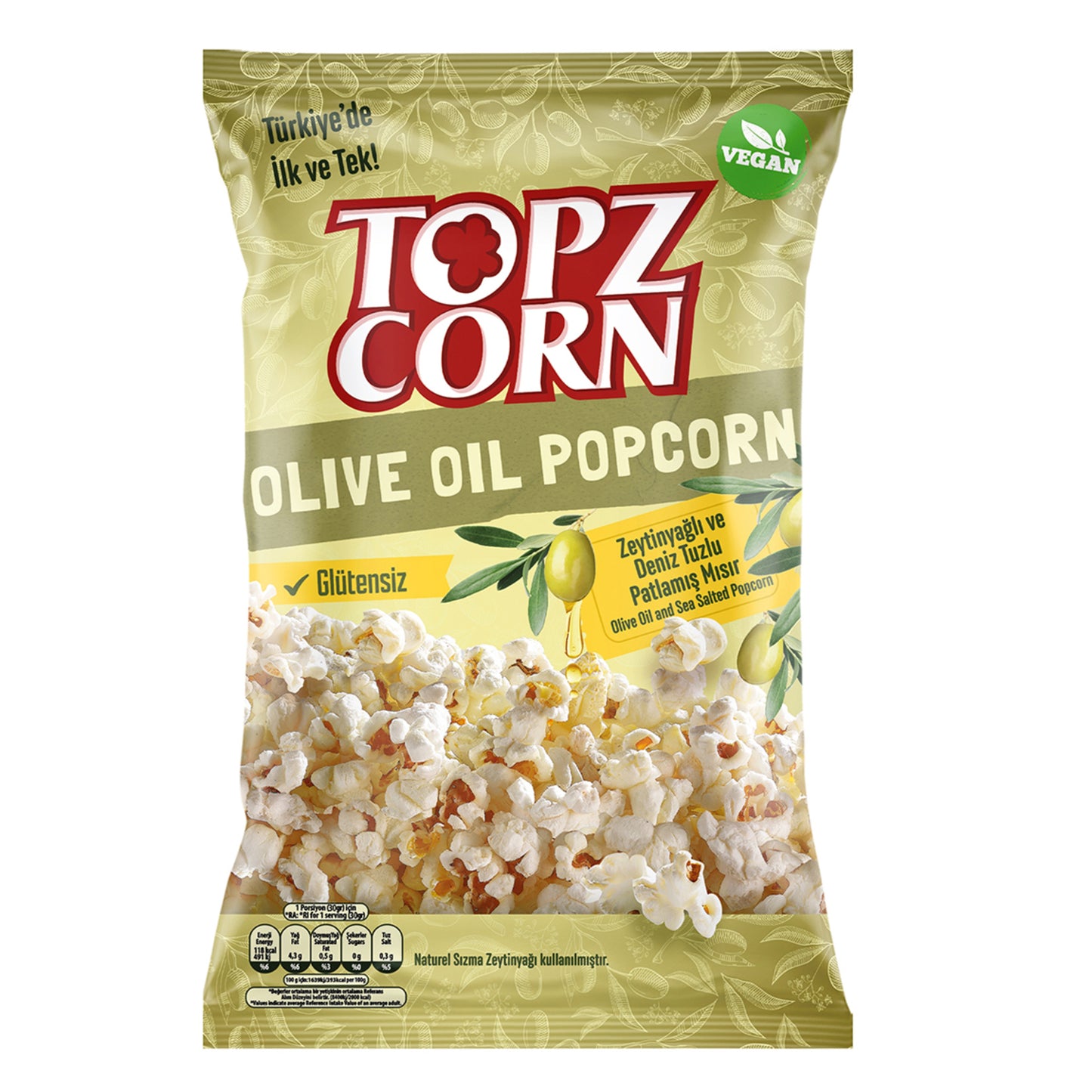 Topzcorn Olive Oil (zeytinyağı) & Sea Salt Gluten-Free Popcorn 110g