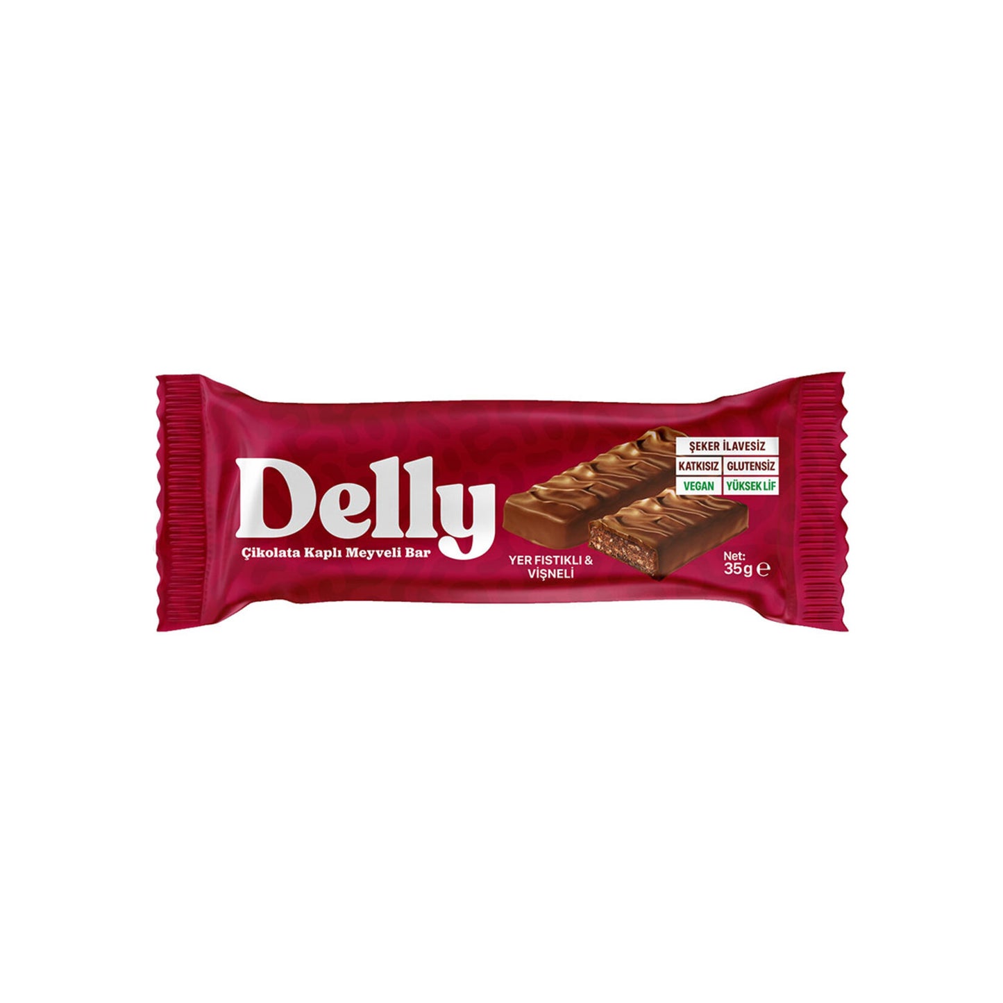 Delly Çikolata Kaplı Yer Fıstıklı & Vişneli Meyveli Bar 35 G