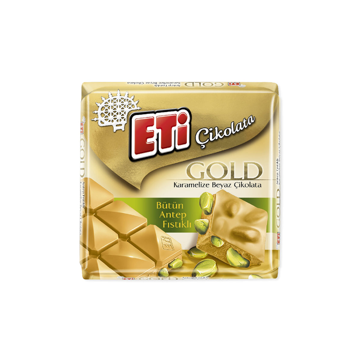 Eti Gold Caramelized Chocolate with Pistachio (Antep Fıstıklı Karamelize Kare Çikolata) 60 g
