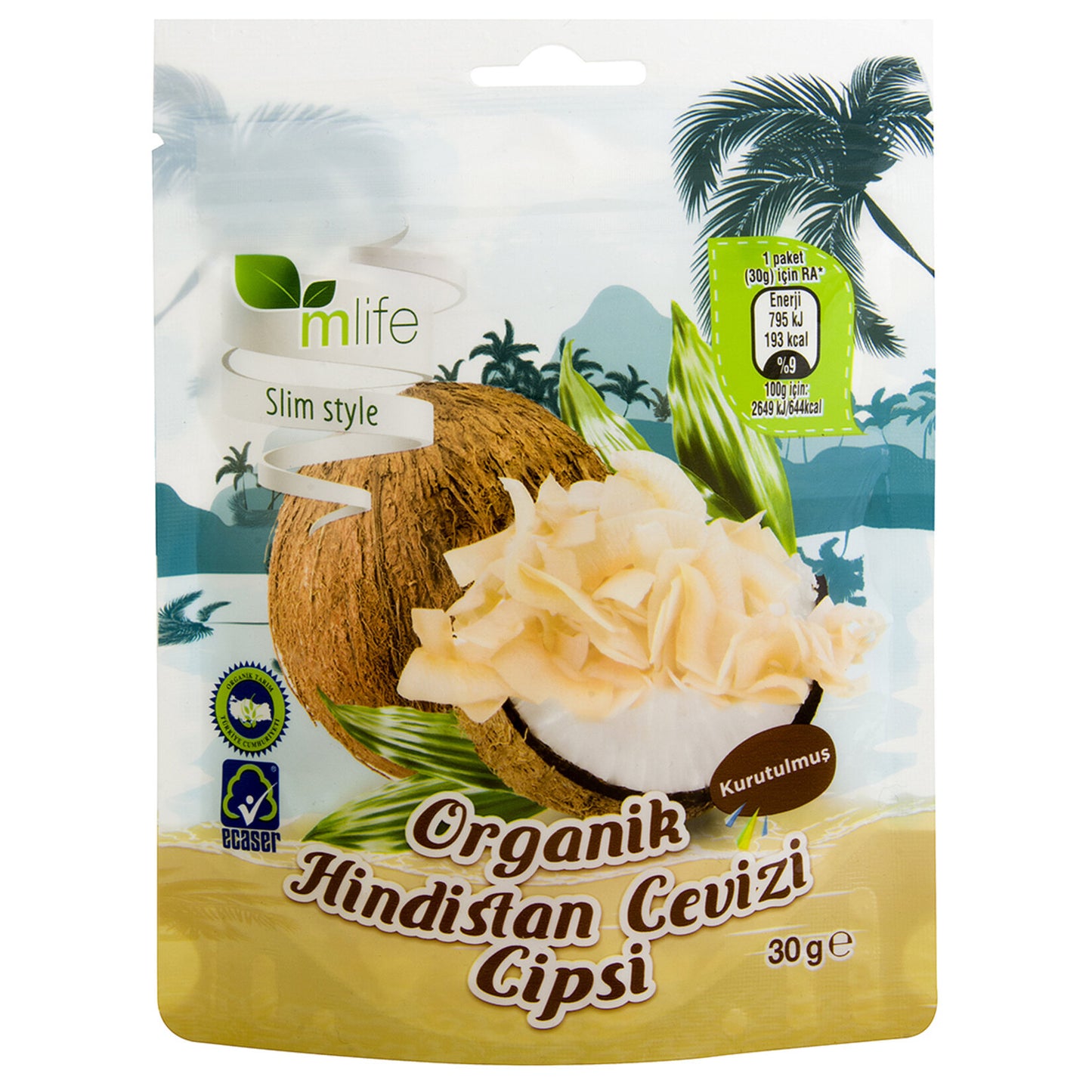 M Life Organic Coconut Chips (Hindistan Cevizi Cipsi) 30g