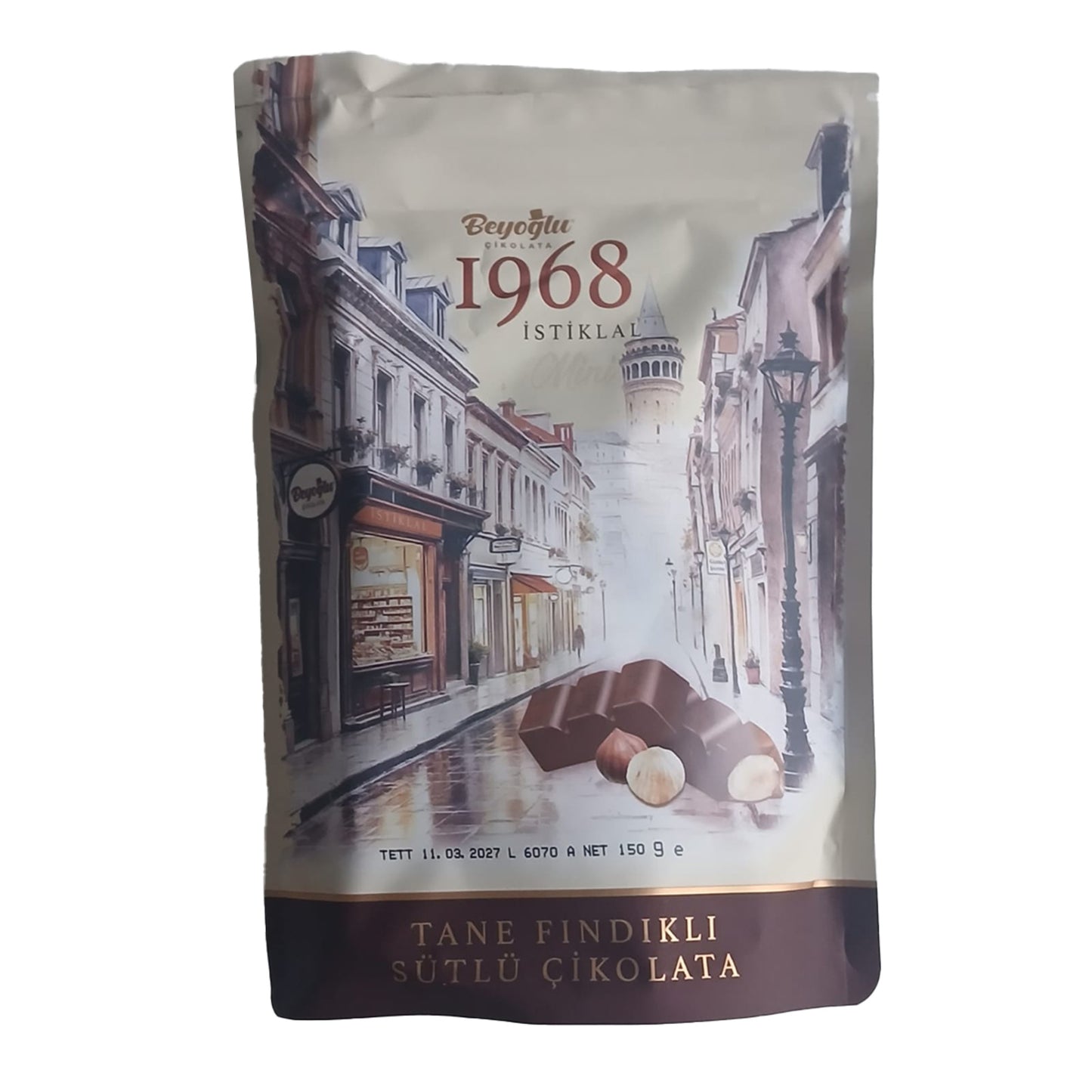 Beyoğlu 1968 Istiklal Mini Hazelnut Milk Chocolate (Mini Tane Fındıklı Sütlü Çikolata) 150 G