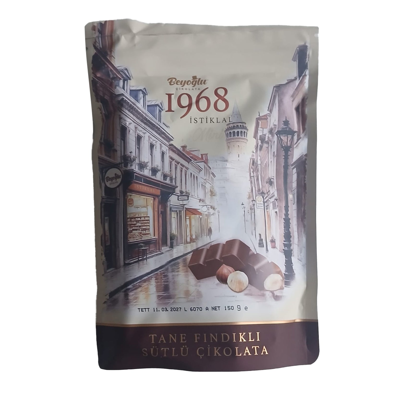 Beyoğlu 1968 Istiklal Mini Hazelnut Milk Chocolate (Mini Tane Fındıklı Sütlü Çikolata) 150 G
