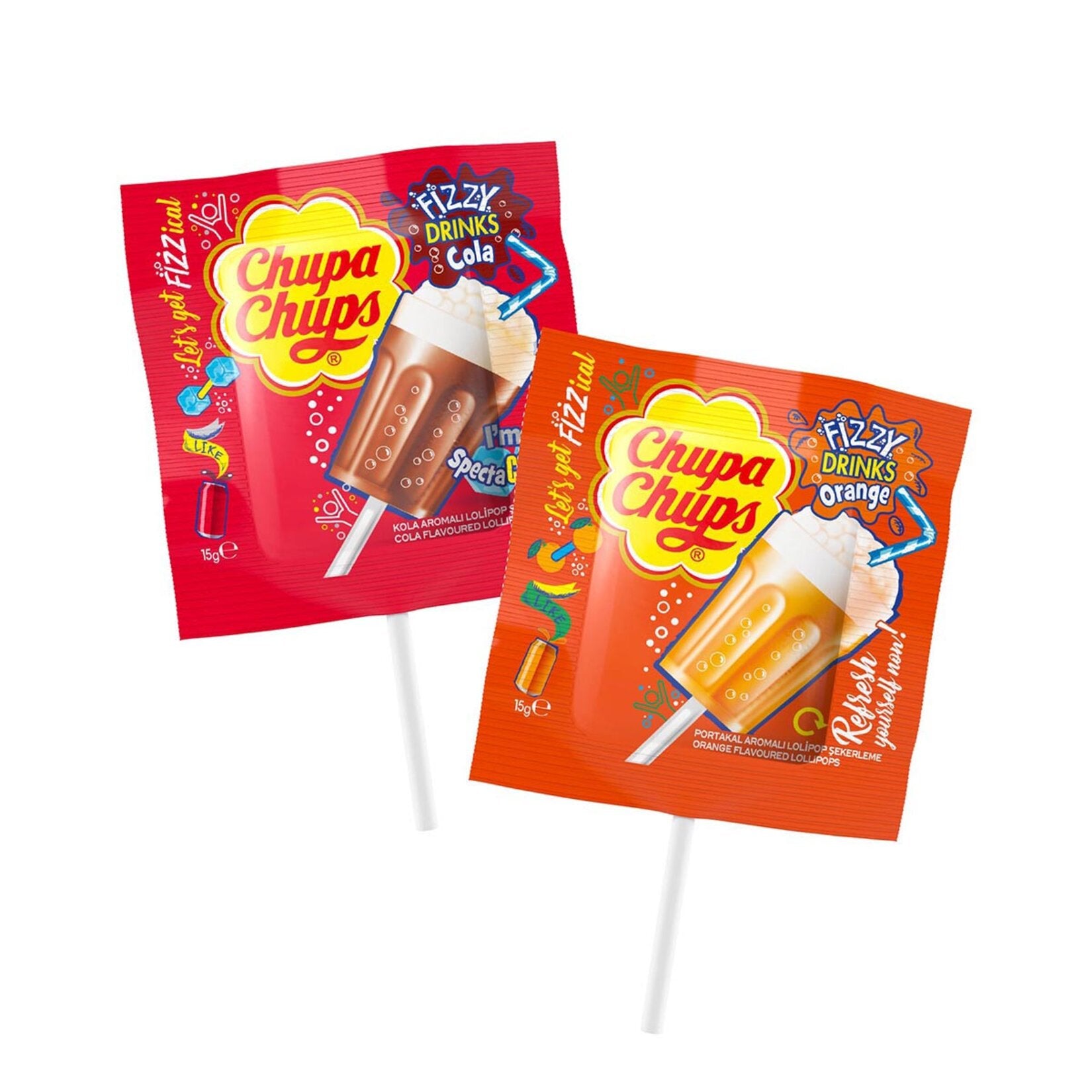 Chupa Chups Fizzy Drinks Portakal/Kolalı Lolipop 15 G