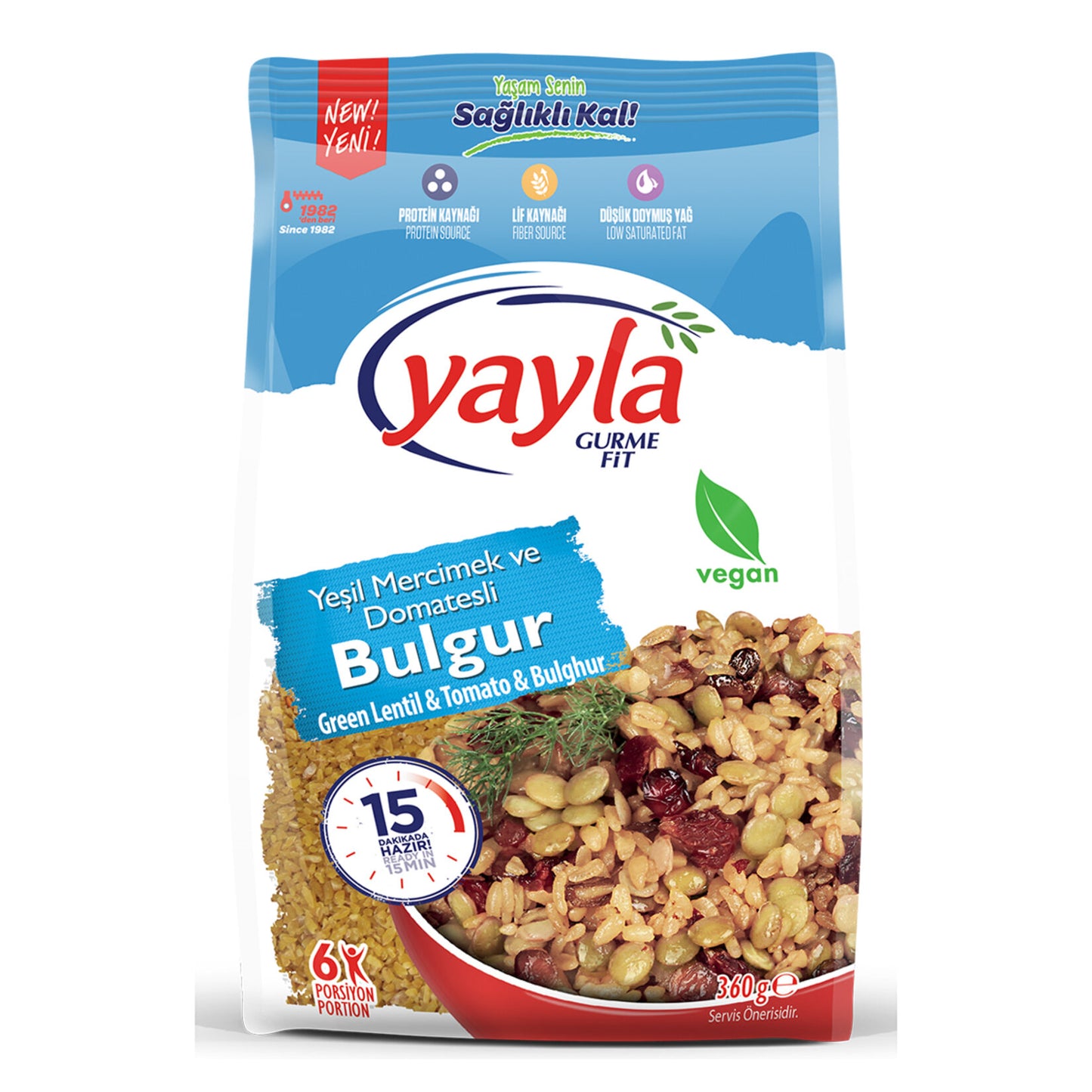 Yayla Gurme Fit Yeşil Mercimek Domates Bulgur 360