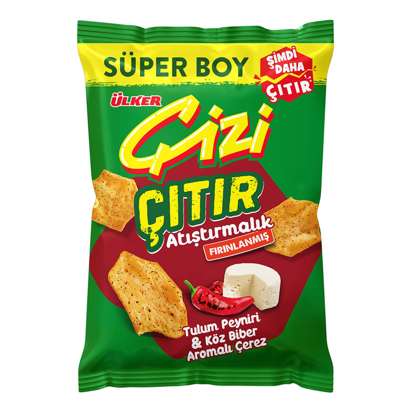 Ülker Çizi Crispy Tulum Cheese & Roasted Pepper Super Size 120 G