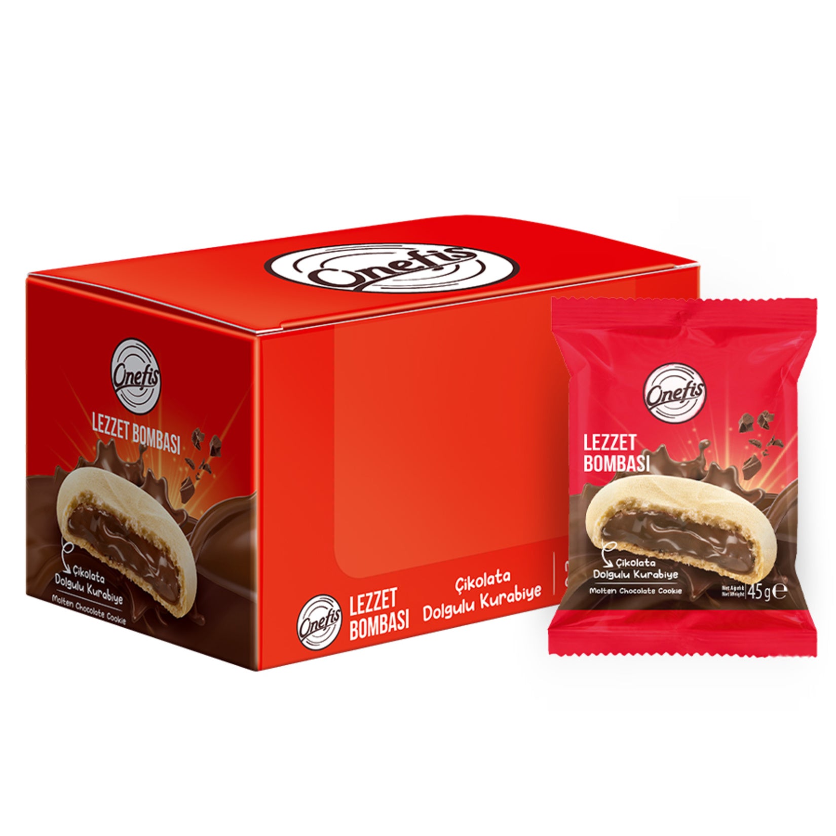 Onefis Lezzet Bombası Çikolata Dolgulu Kurabiye 10 x 45 G