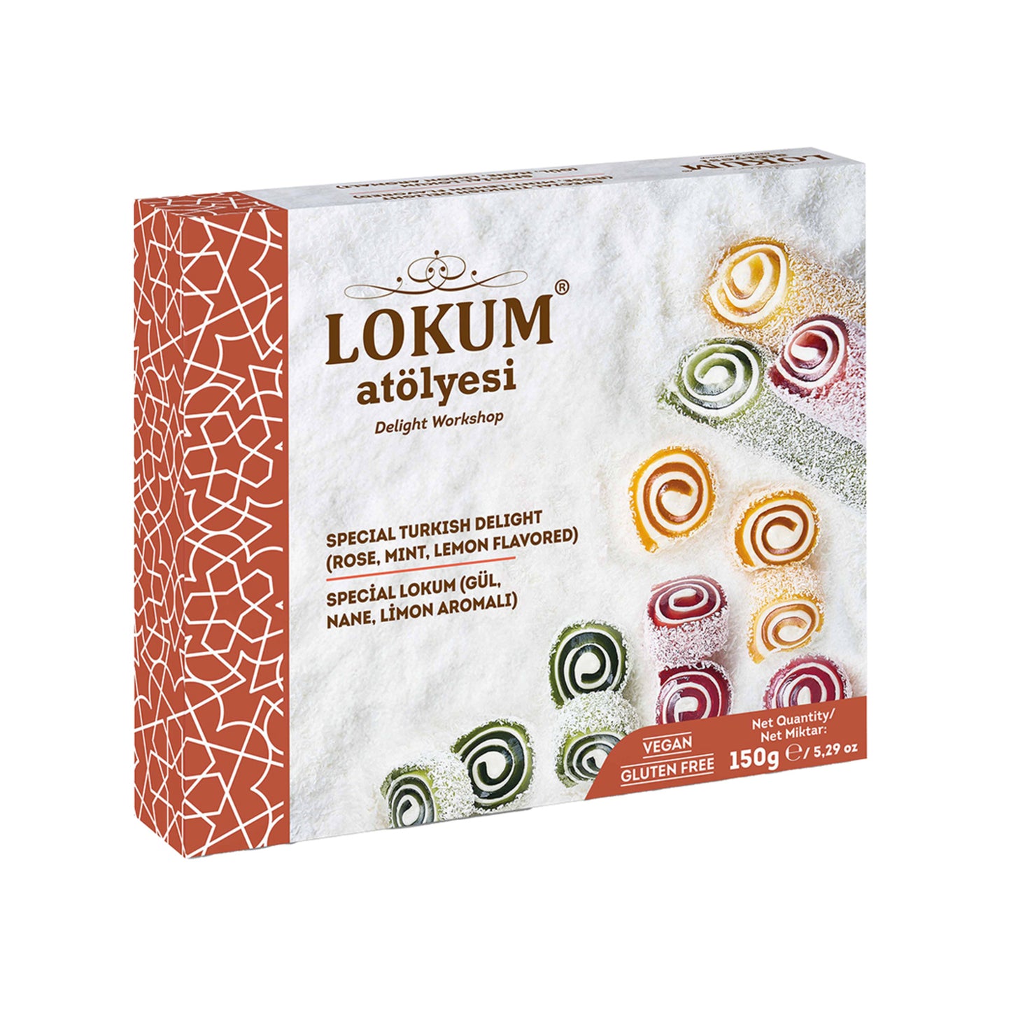 Lokum Atölyesi Special Turkish Delight (Lokum) Rose Mint Lemon Flavor 150 G