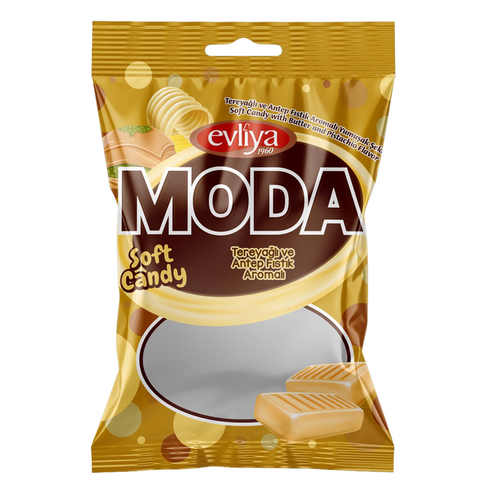 Evliya Moda Butter Baklava Flavored Soft Candy (Tereyağlı Baklava Aromalı Yumuşak Şeker) 350 G