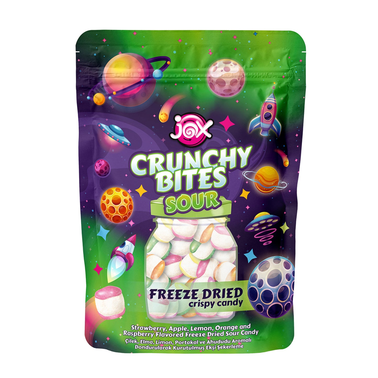 Jox Crunchy Bites Freeze-Dried Sour Candy (Dondurarak Kurutulmuş Ekşi Şekerleme) 50 G