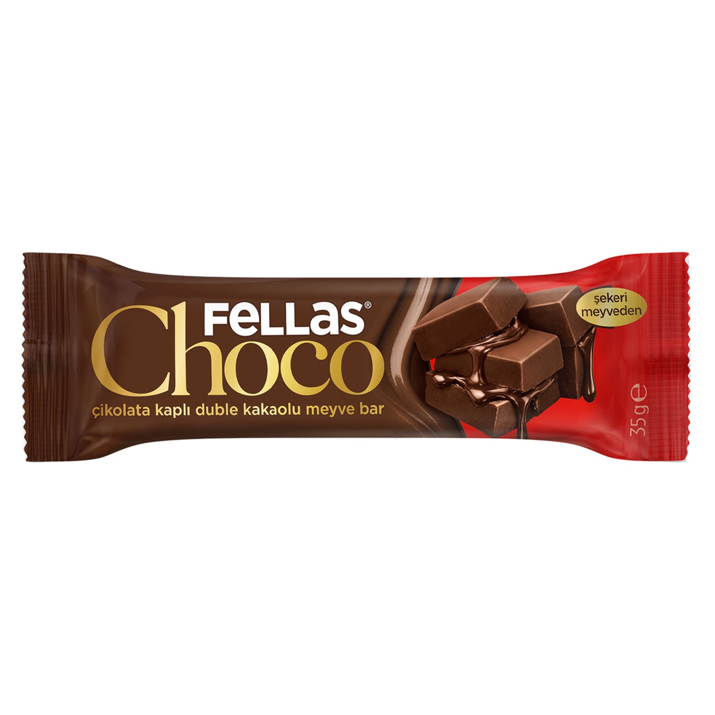 Fellas Double Chocolate Coated Fruit Bar (Duble Kakaolu Çikolata Kaplı Meyve Bar) 35 G