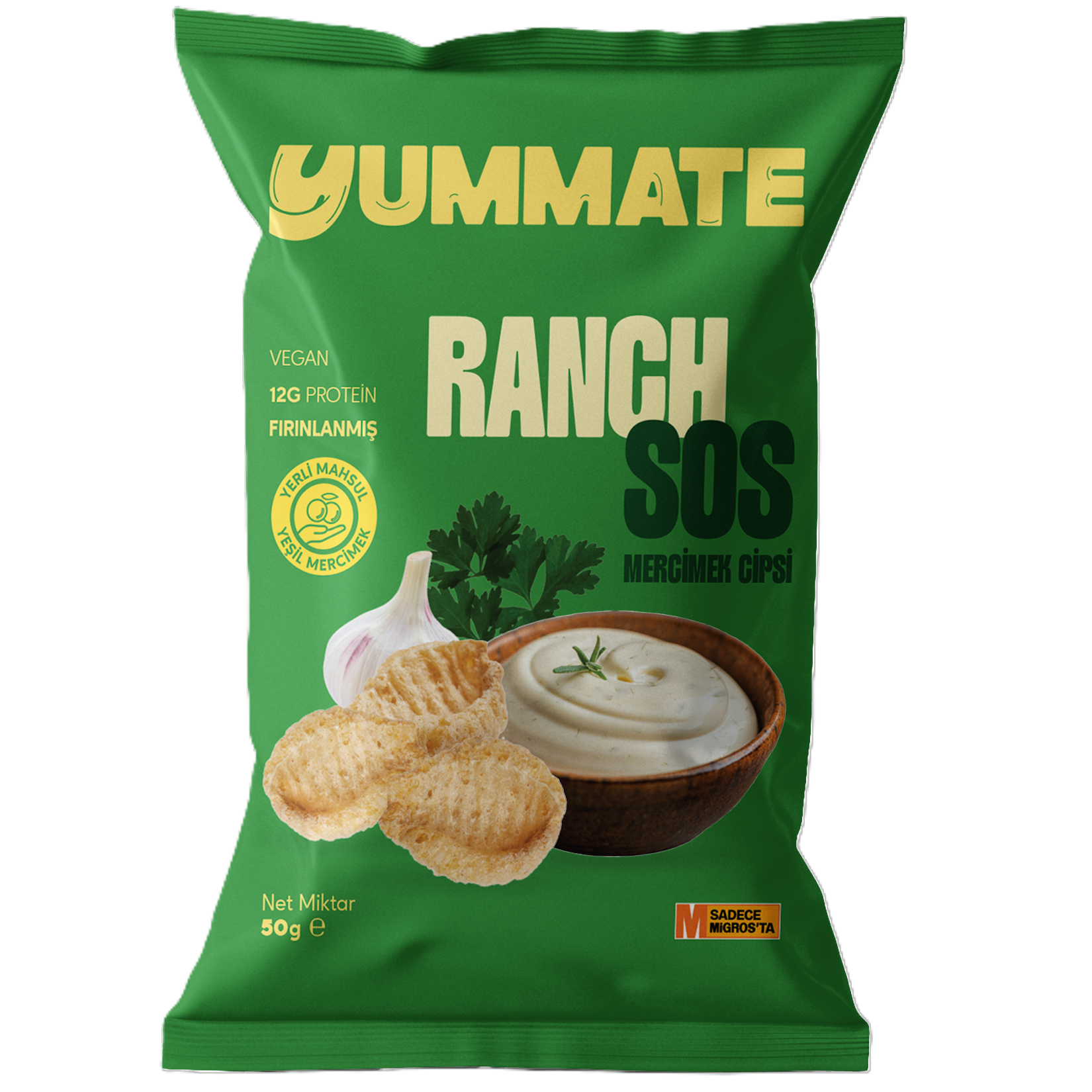 Yummate Ranch Flavored Lentil Chips 50g
