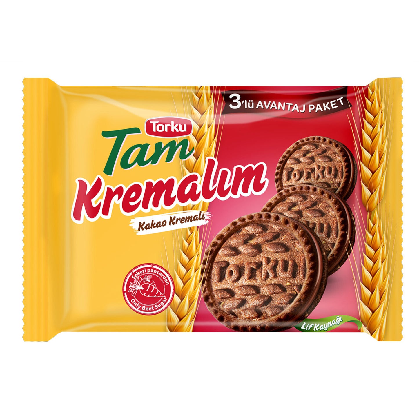 Torku Whole Grain Cocoa Cream Biscuit (Tam Kremalım Kakao Kremalı Bisküvi) 249 G