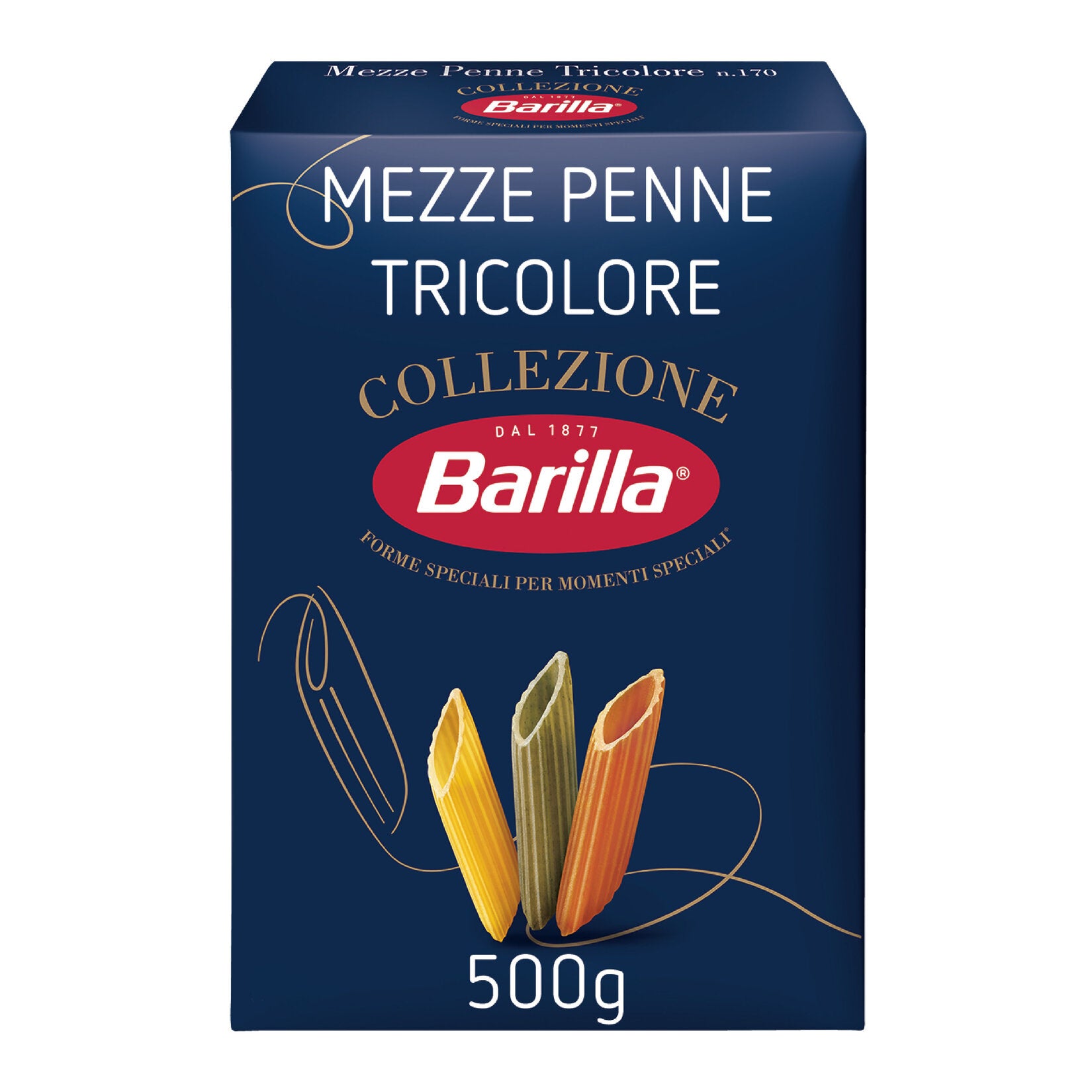 Barilla Mezze Penne Tricolore (Üç Renkli Kalem) Makarna 500 G