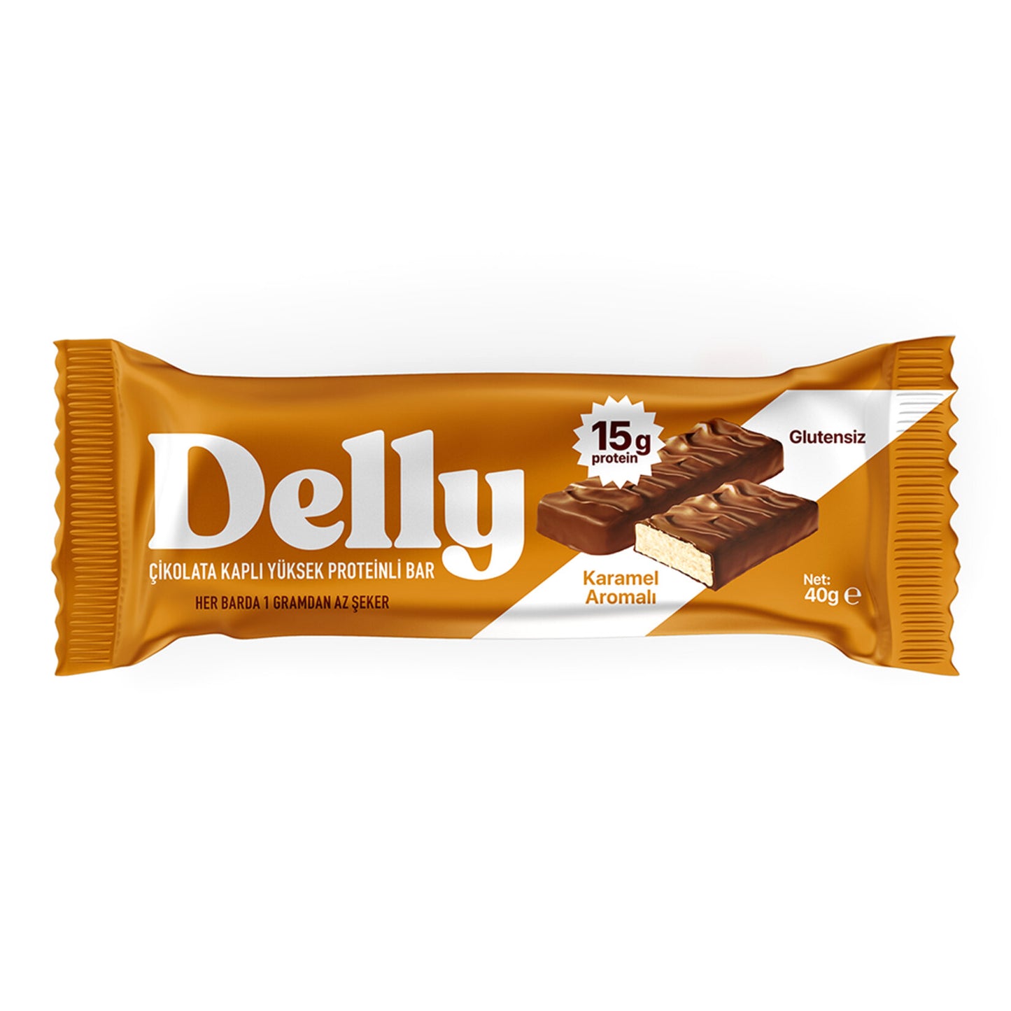 Delly Caramel Flavored Protein Bar (Karamel Aromalı Protein Bar) 40 G