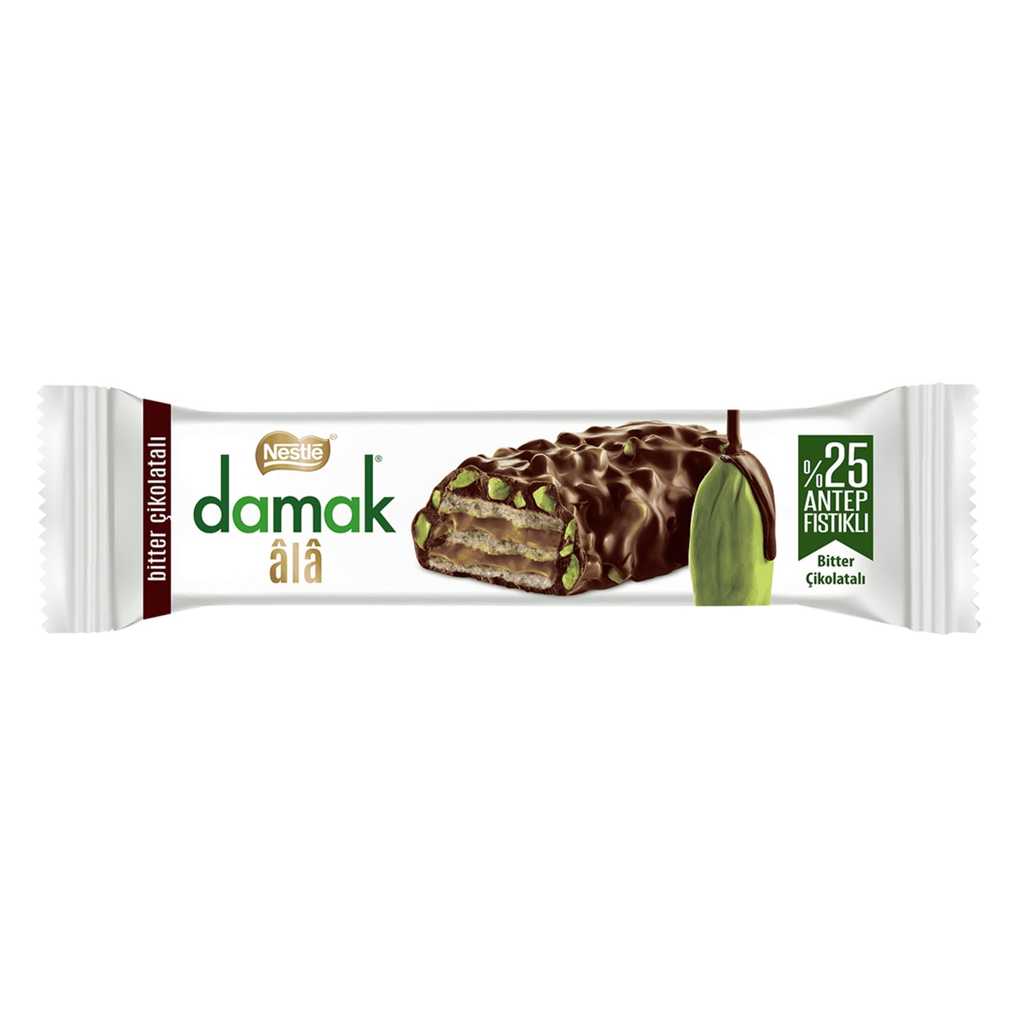 Nestle Damak Dark Chocolate Covered Pistachio Wafer (Bitter Çikolata Kaplı Antep Fıstıklı Gofret) 30 G