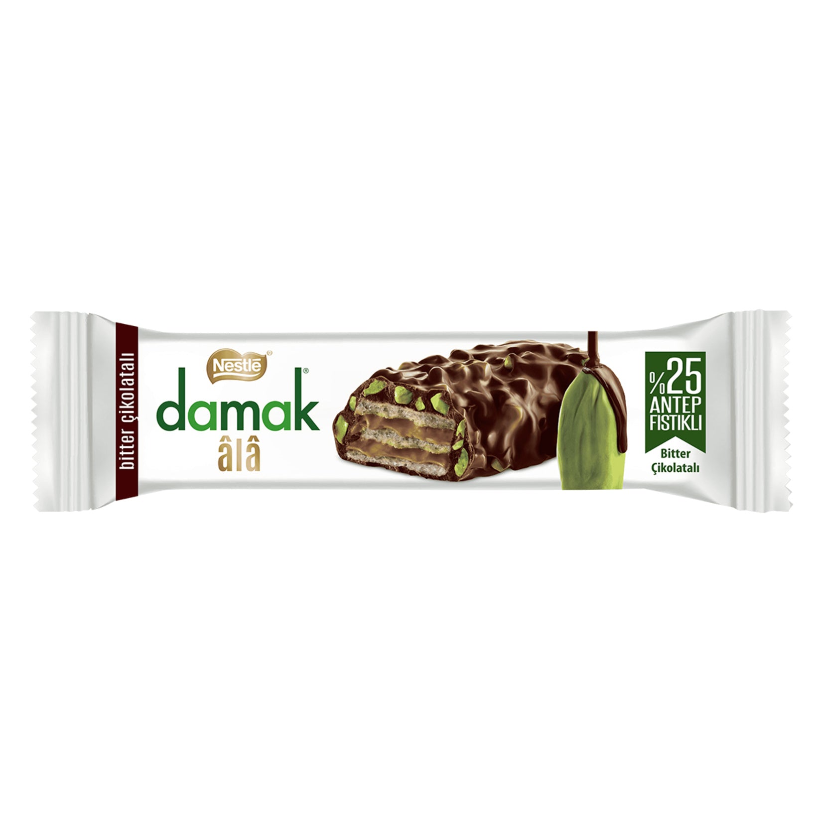 Nestle Damak Dark Chocolate Covered Pistachio Wafer (Bitter Çikolata Kaplı Antep Fıstıklı Gofret) 30 G
