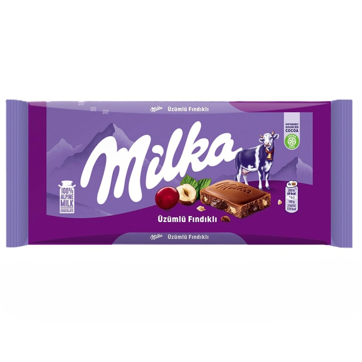 Milka Raisin Hazelnut Chocolate 80 G
