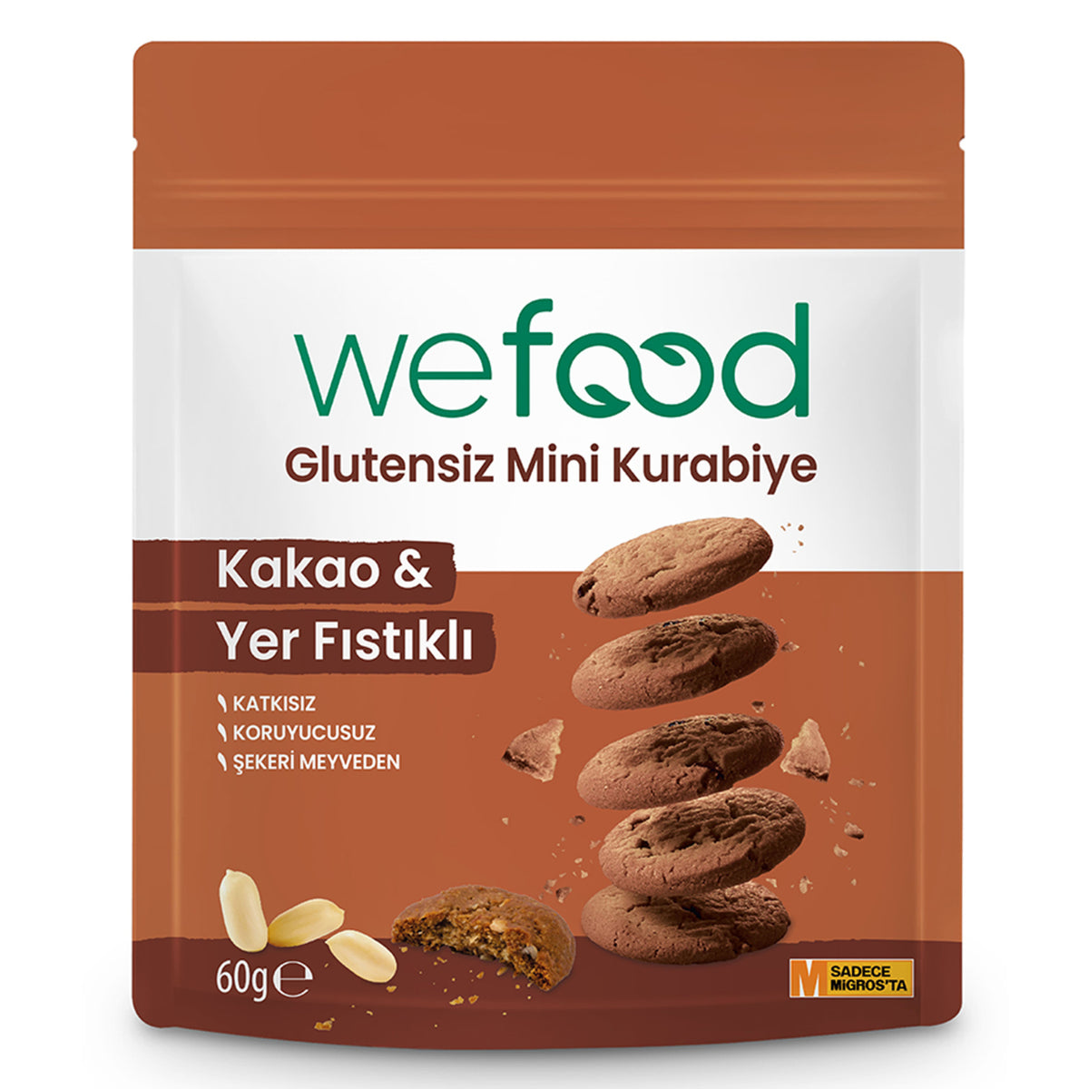 Wefood Gluten-Free Cocoa & Peanut Mini Cookies 60g