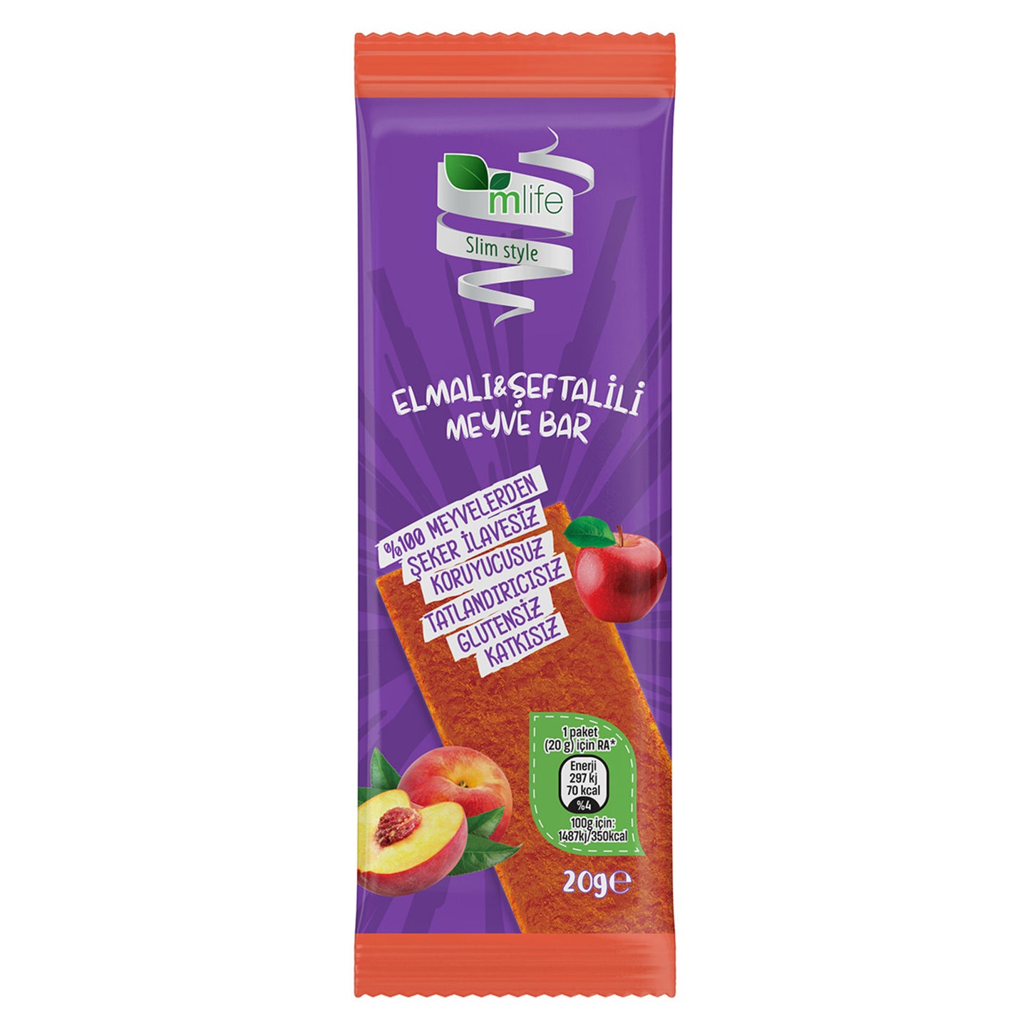 M Life Slim Style Apple & Peach Fruit Bar 20g