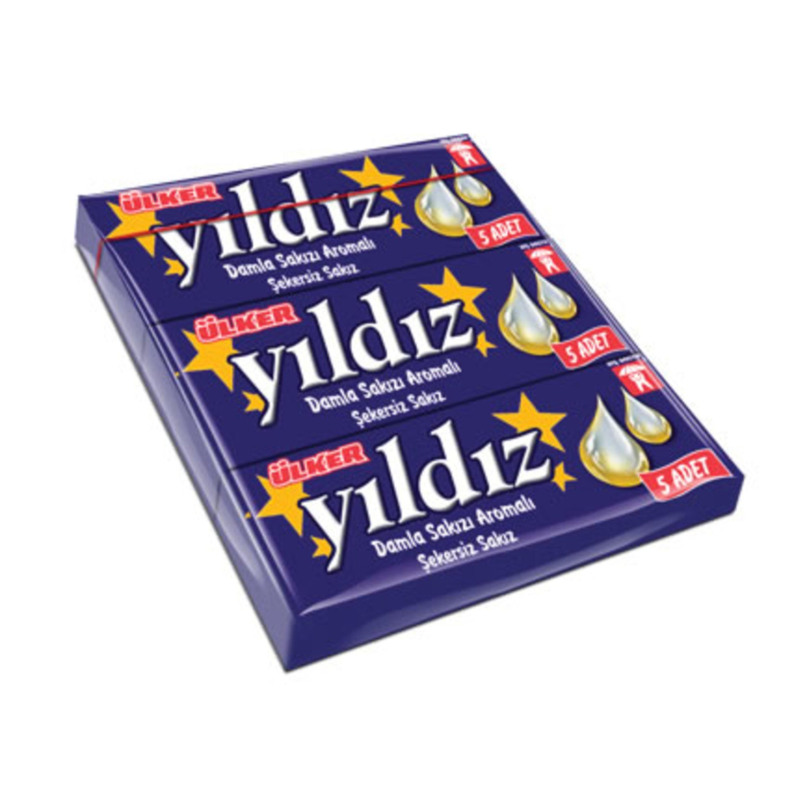 Ülker Yıldız Mastic Gum Sugar-Free (Damla Sakızlı Şekersiz) 3-Piece Gum 21 G