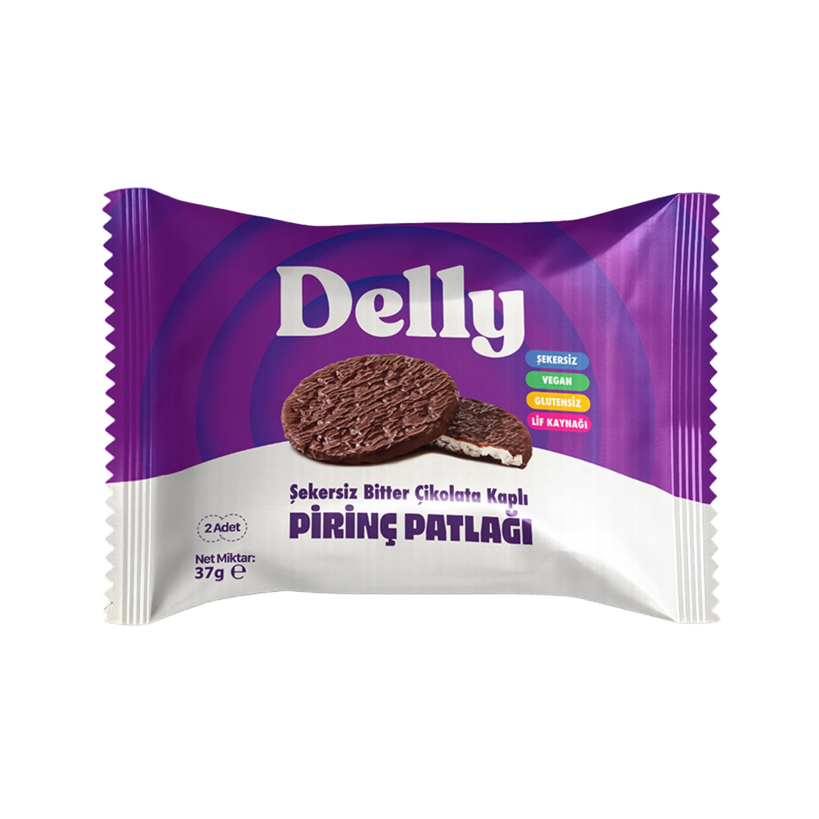 Delly Şekersiz Bitter Çikolata Kaplı Pirinç Patlağı 37 G