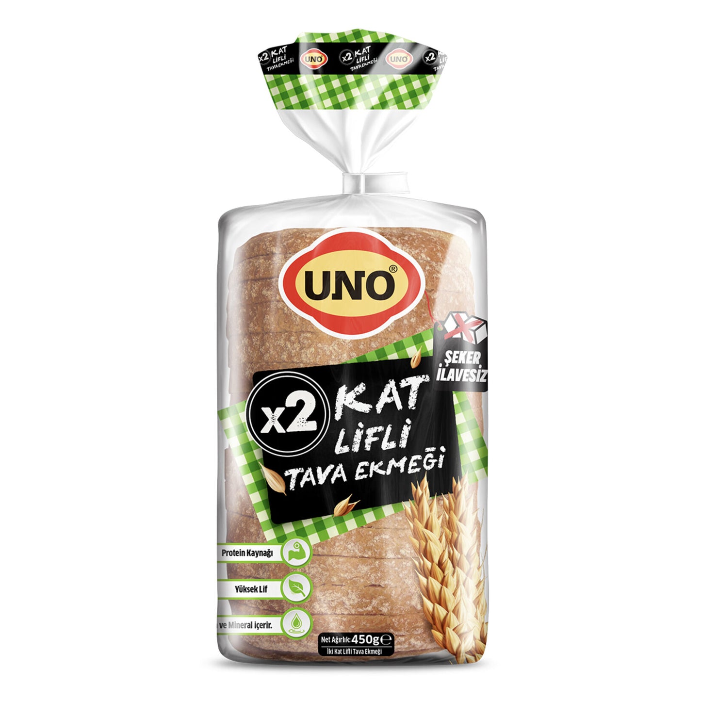 Uno İki Kat Lifli Tava Ekmeği 450 G