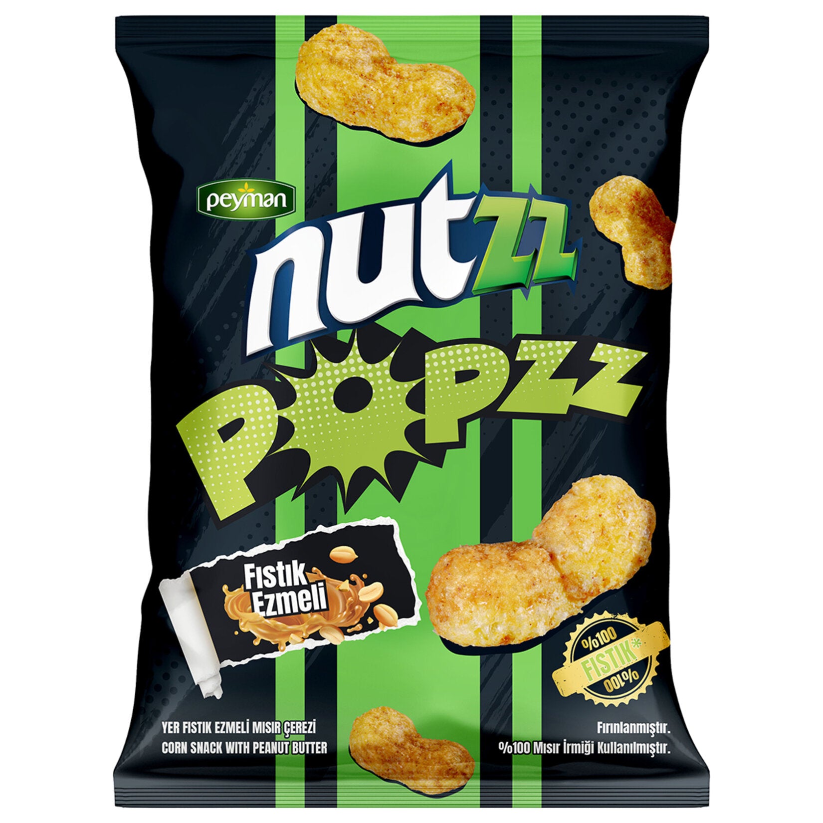 Peyman Nutzz Popzz Fıstık Ezmeli Mısır Çerezi 90 G