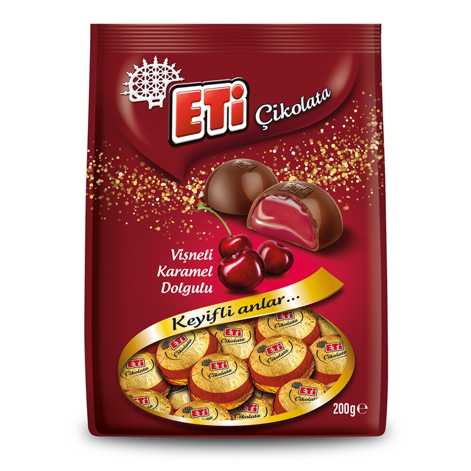 Eti Cherry Caramel Filled Milk Chocolate (Vişneli Karamel Dolgulu Sütlü Çikolata) 200 G
