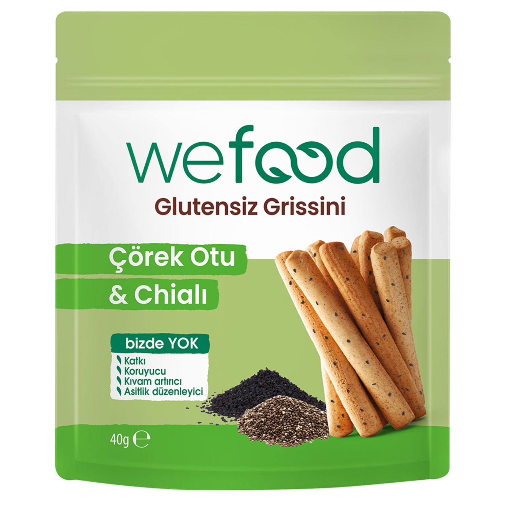 Wefood Gluten-Free Grissini with Black Cumin & Chia (Çörek Otu & Chialı) 40g