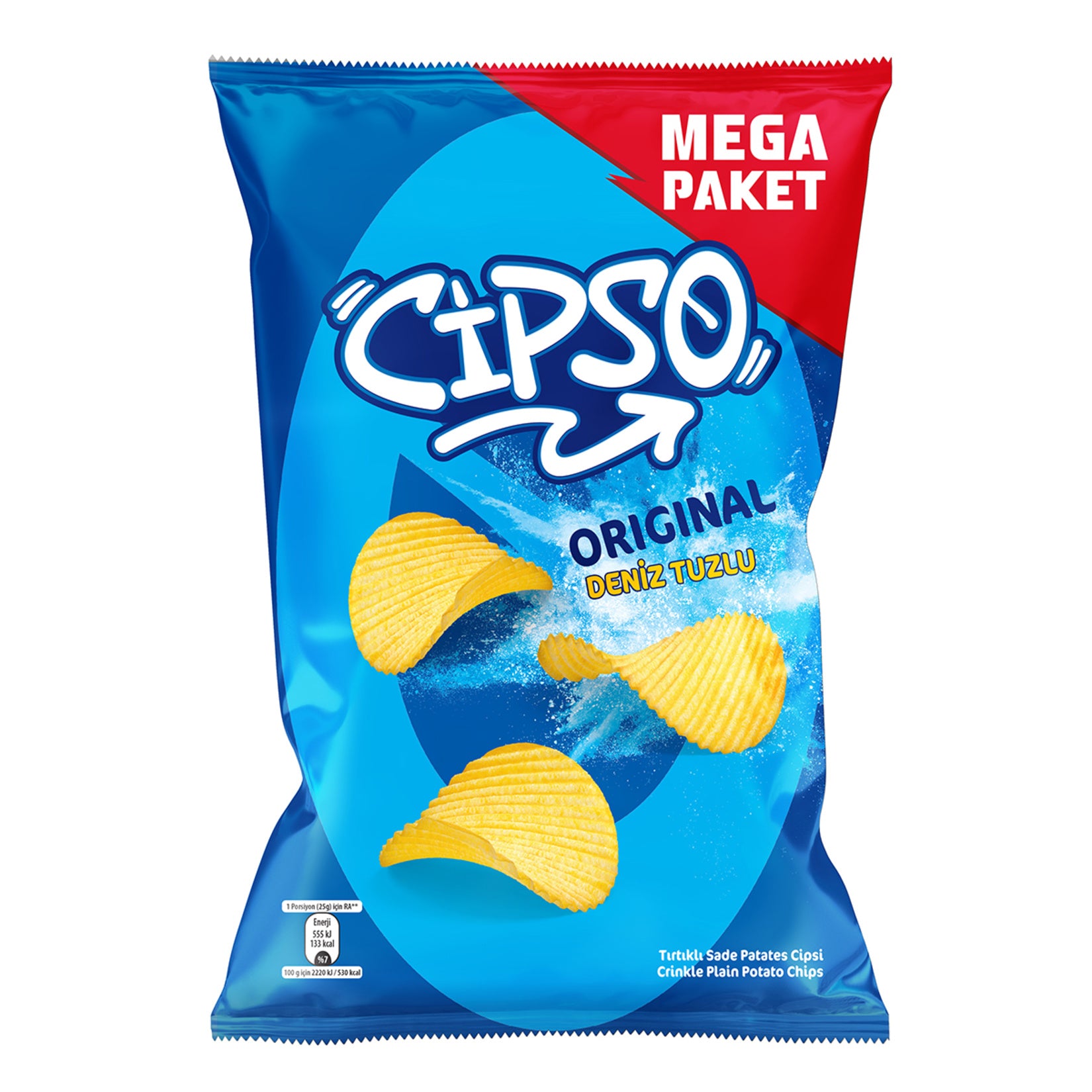 Cipso Original Mega Crinkle Cut Potato Chips (Tırtıklı Sade Patates Cipsi Original) 195g