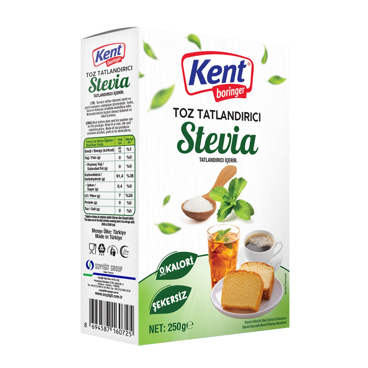 Kent Boringer Stevia Toz Tatlandırıcı 250 G
