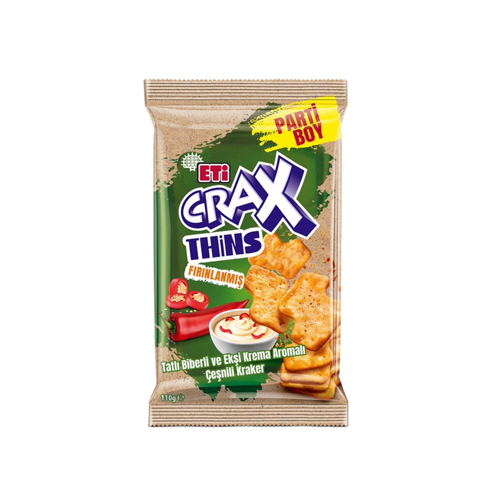 Eti Crax Thins Sweet Pepper and Sour Cream (Tatlı Biber Ekşi Krema) 110g